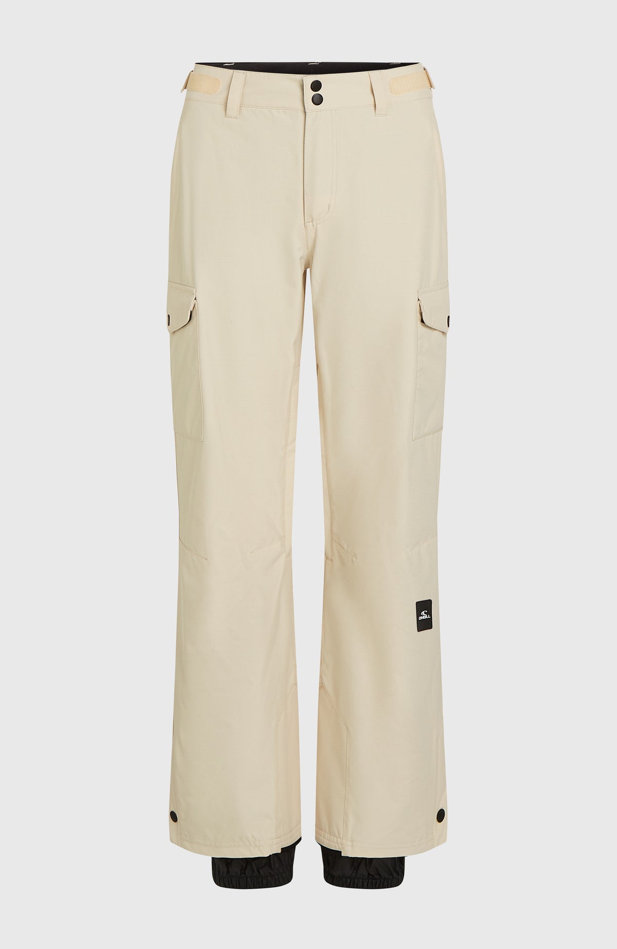 FWC'Cruz Cargo-Skihose für Damen, beige, freigestellt von vorne mit integrierten Gamaschen