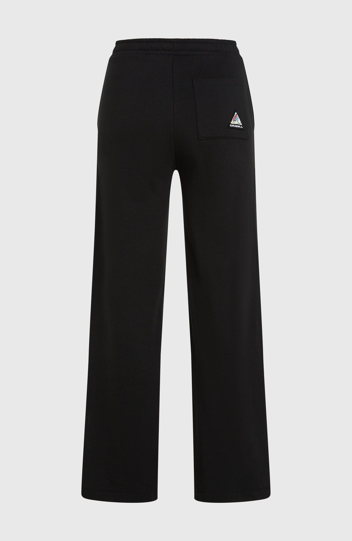 FWC'Play Jogginghose für Damen, schwarz, flach liegend von hinten mit aufgesetzter Tasche auf der Rückseite