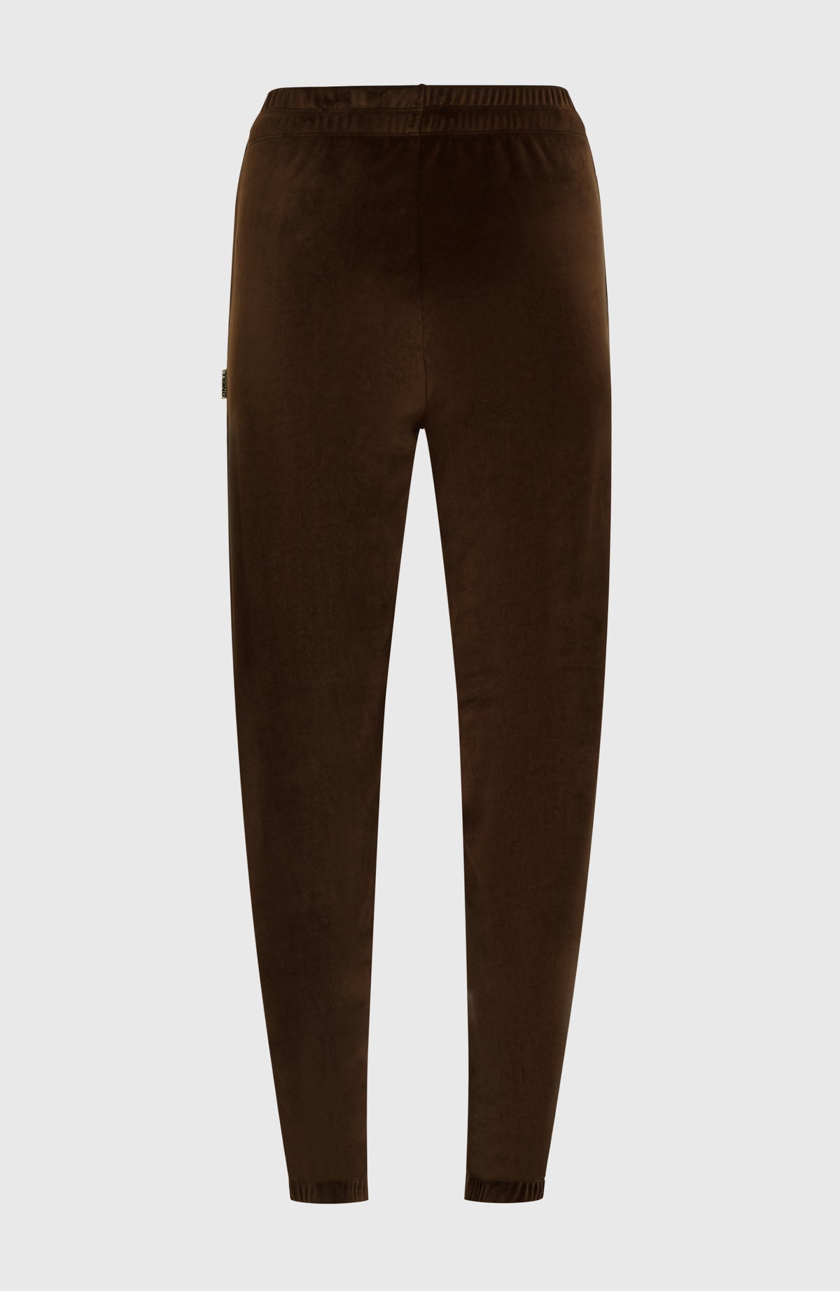 FWC'Cruz Velour Jogginghose für Damen, braun, freigestellt von hinten mit elastischem Bund und Bündchen