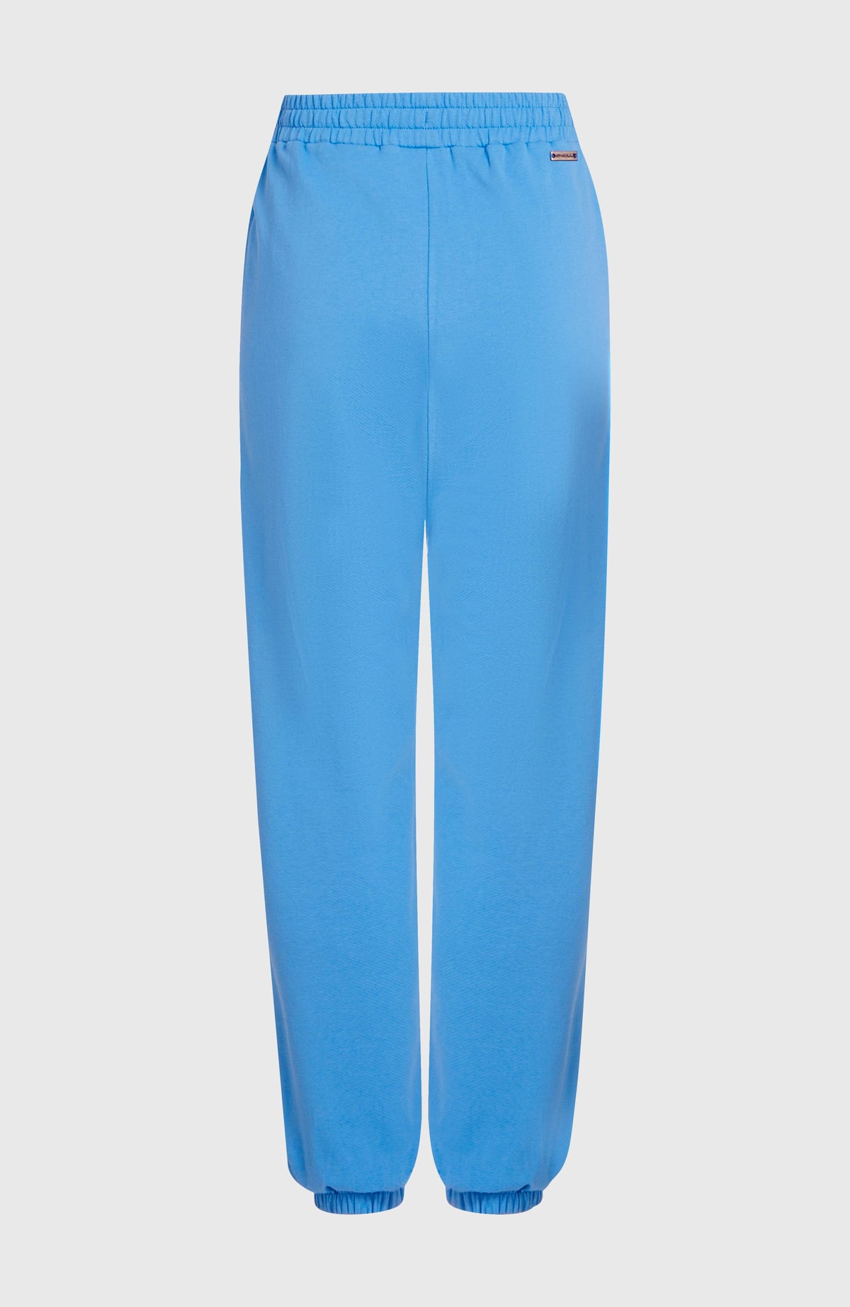 Blaue Women of the Wave Jogginghose für Damen, freigestellt von hinten, kleines Label am Bund