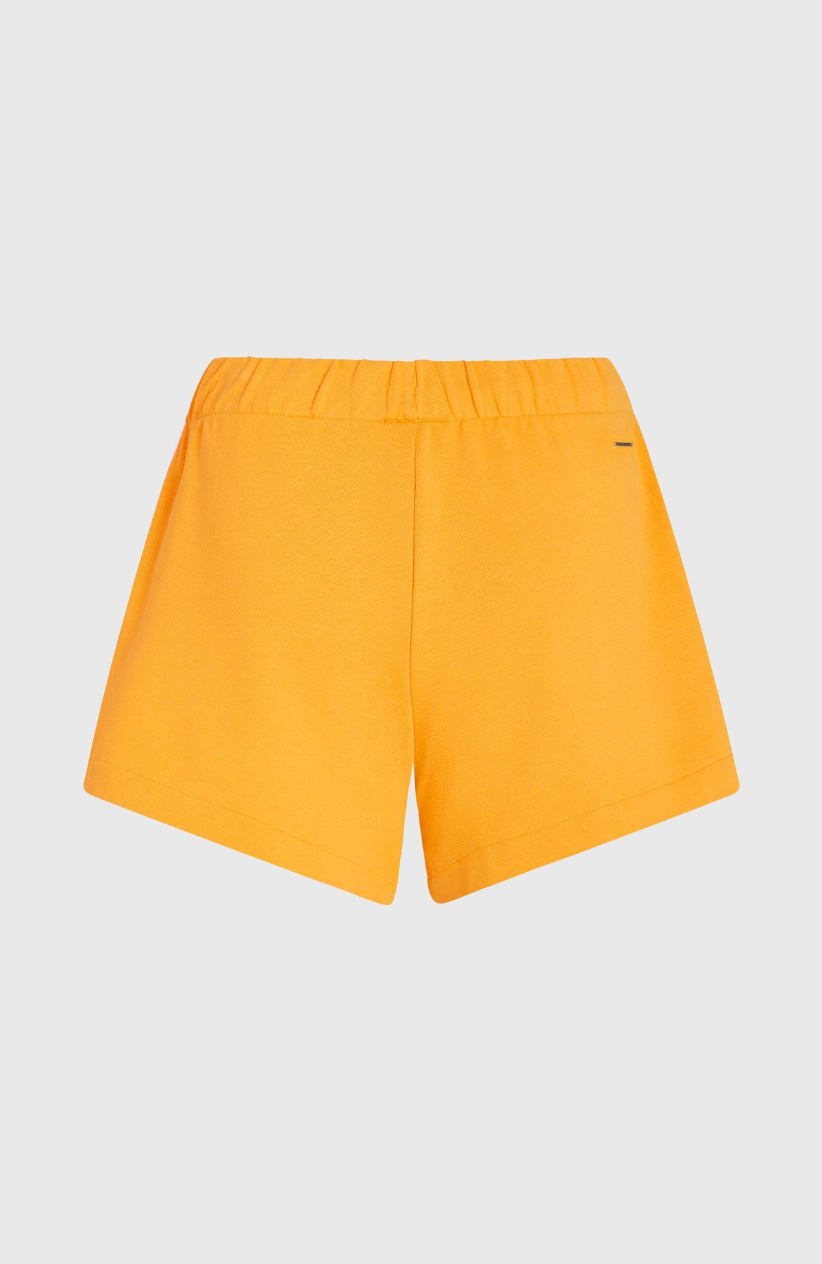 Women of the Wave Sweatshorts für Damen, orange mit Logo-Print in Weiß, flach liegend von hinten