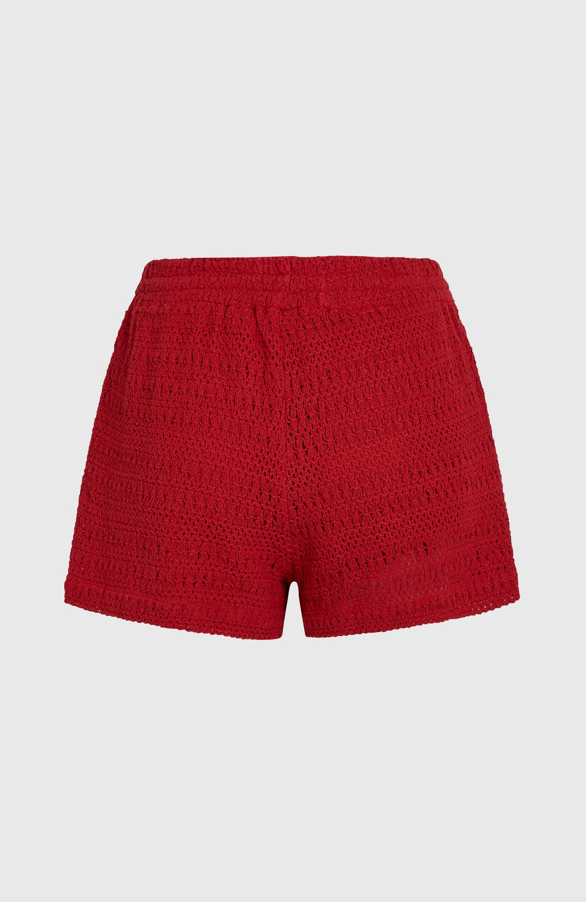 O'Riginals Häkelshorts für Damen, rot, flach liegend von hinten mit elastischem Bund
