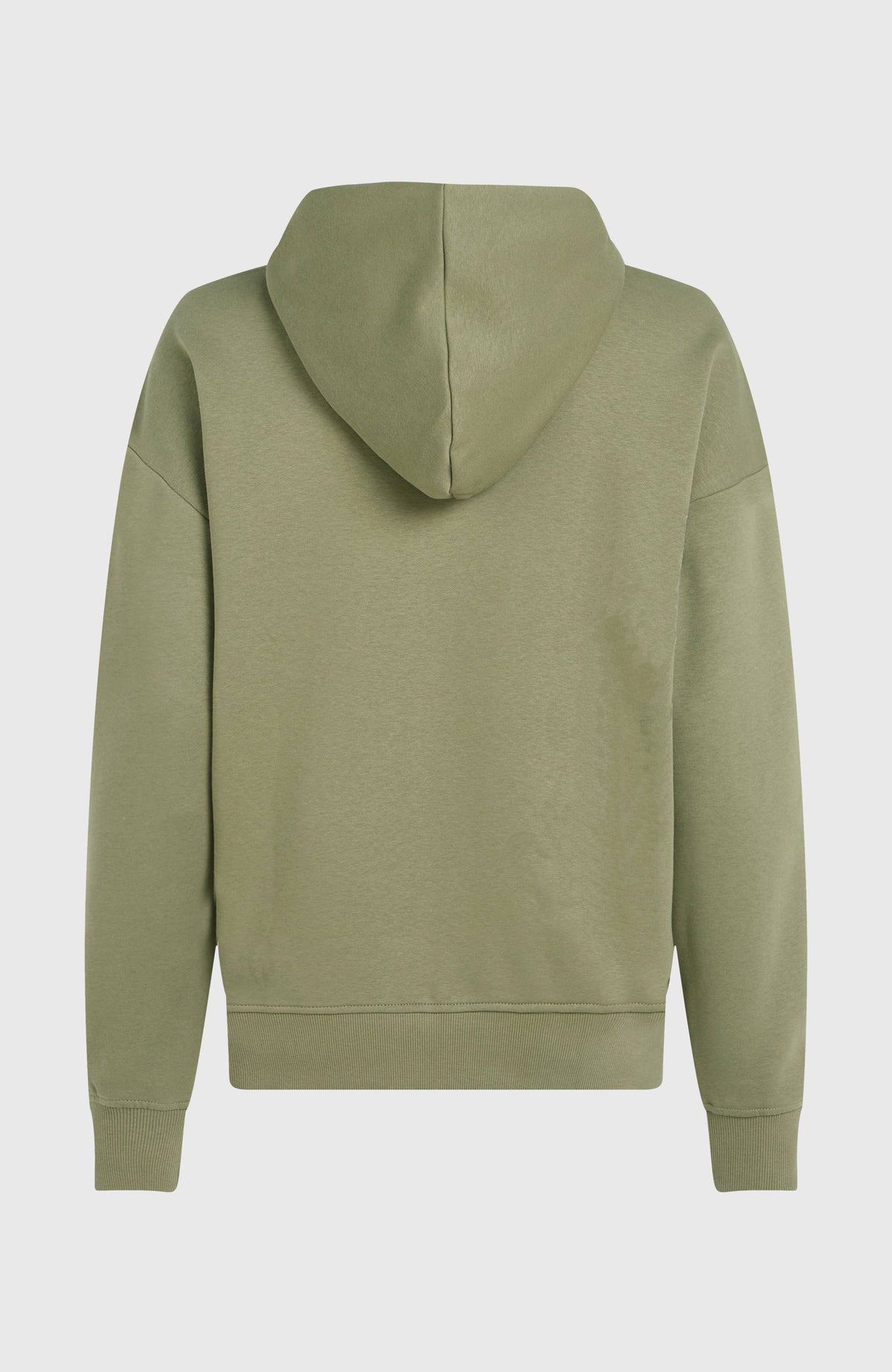 Future Surf Society Hoodie für Damen, grün, freigestellt von hinten mit Kapuze und geripptem Saum