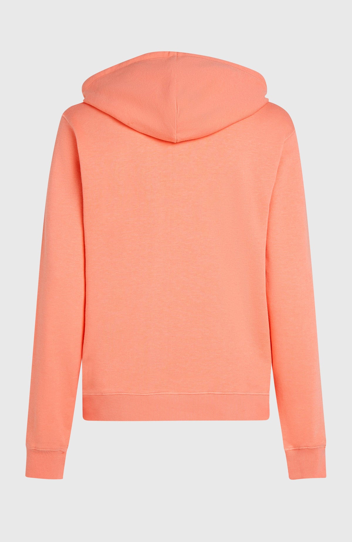 Essentials O'Neill Script Hoodie für Damen, pink, freigestellt von hinten mit Kapuze und geripptem Saum
