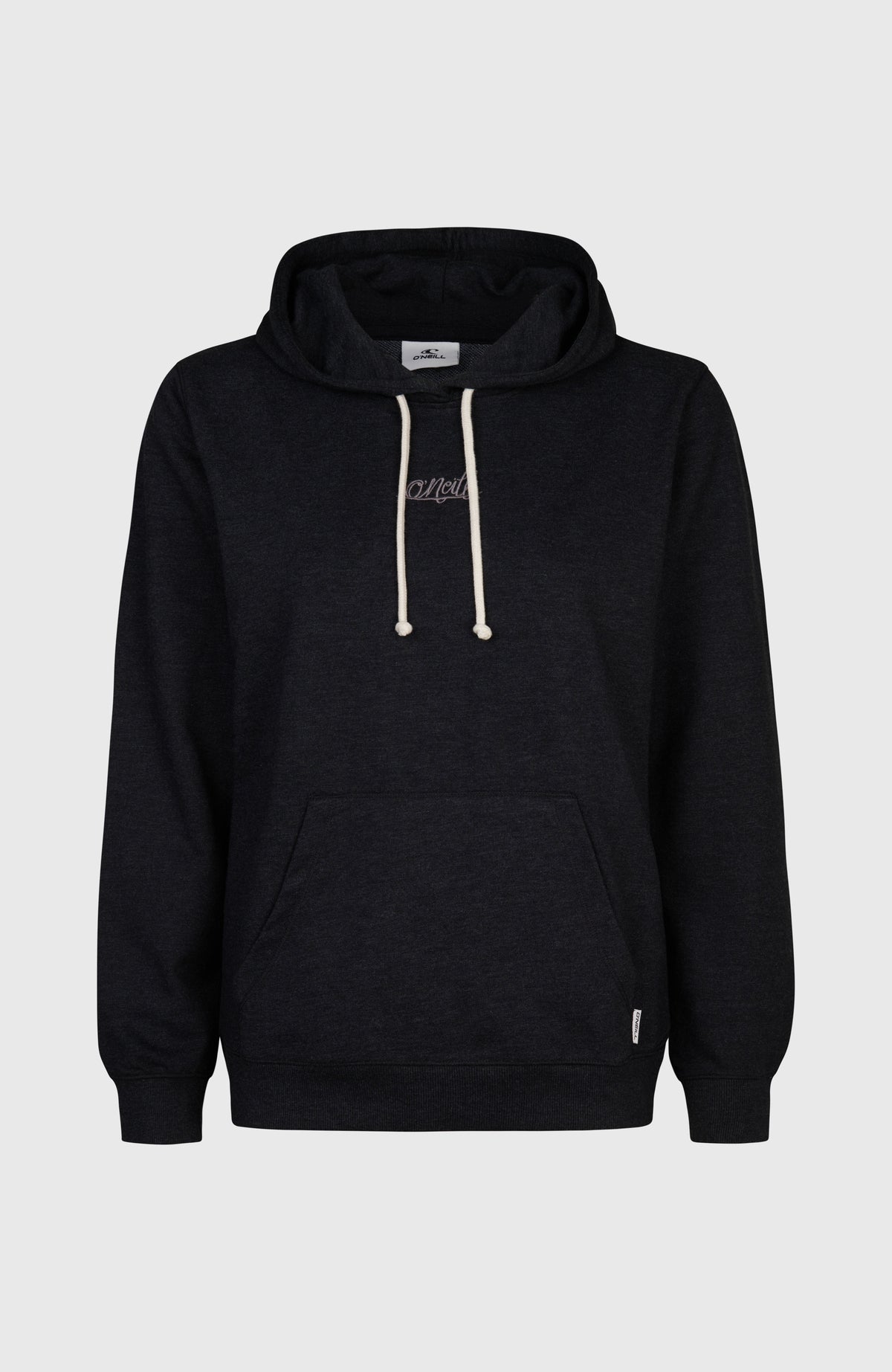 O'Neill Essentials O'Neill Script Hoodie für Damen, schwarz, freigestellt von vorne, mit Kängurutasche