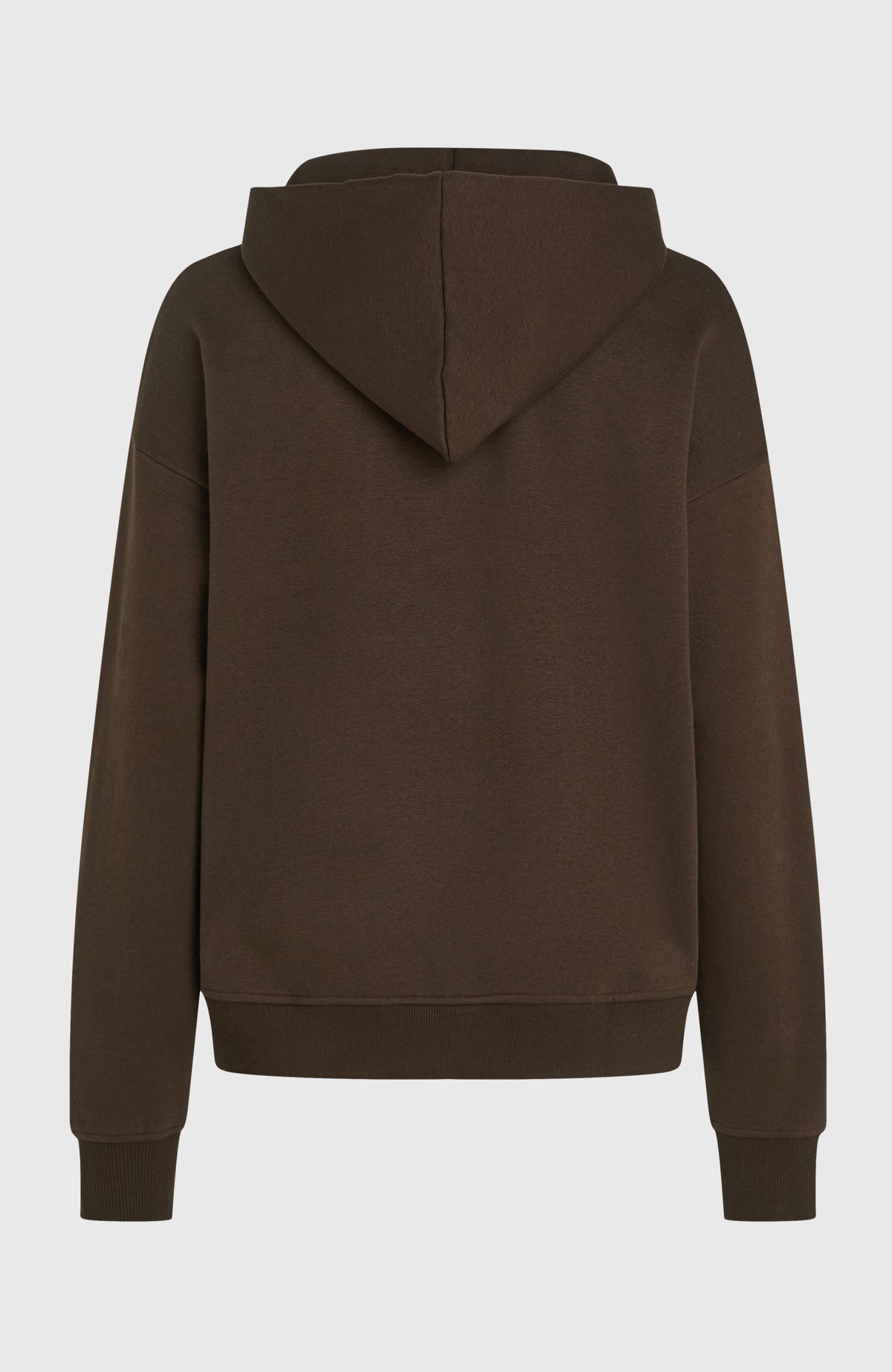 Future Surf Society Hoodie für Damen, braun, freigestellt von hinten mit Kapuze und Rippbündchen
