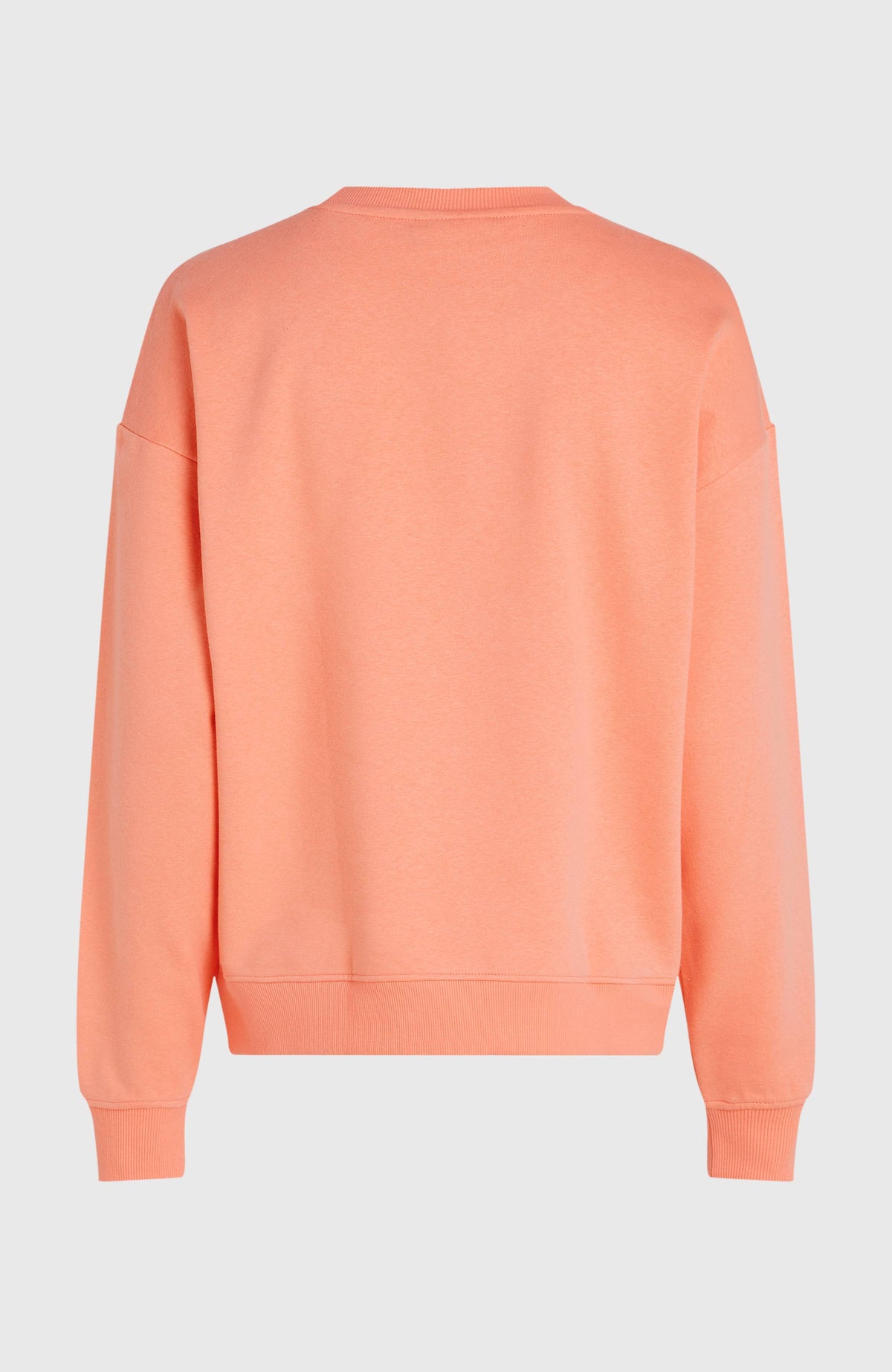 Summer Must-Have Crewneck Sweatshirt für Damen, orange, freigestellt von hinten mit elastischem Saumbund