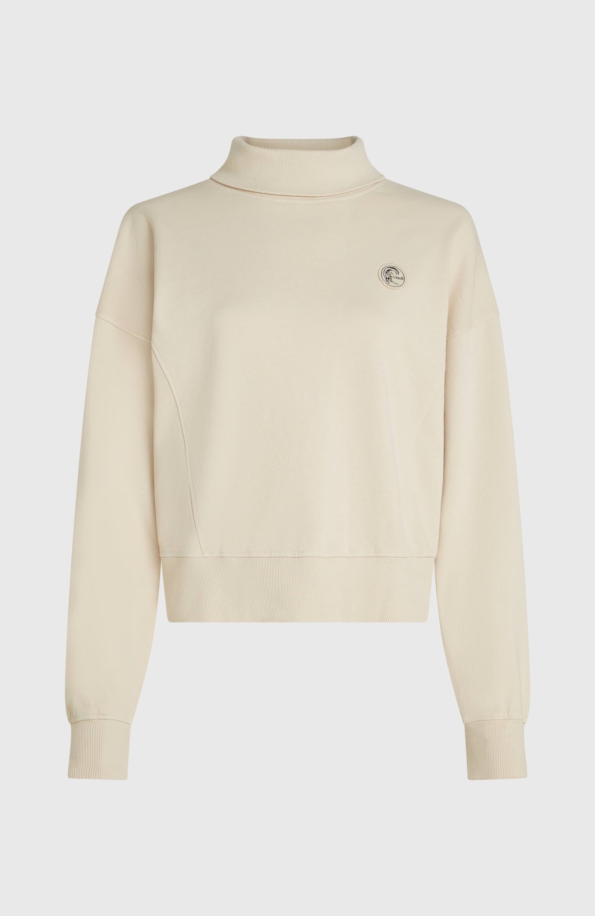 O'Riginals Crew Sweatshirt für Damen, weiß, freigestellt von vorne mit elastischen Rippbündchen