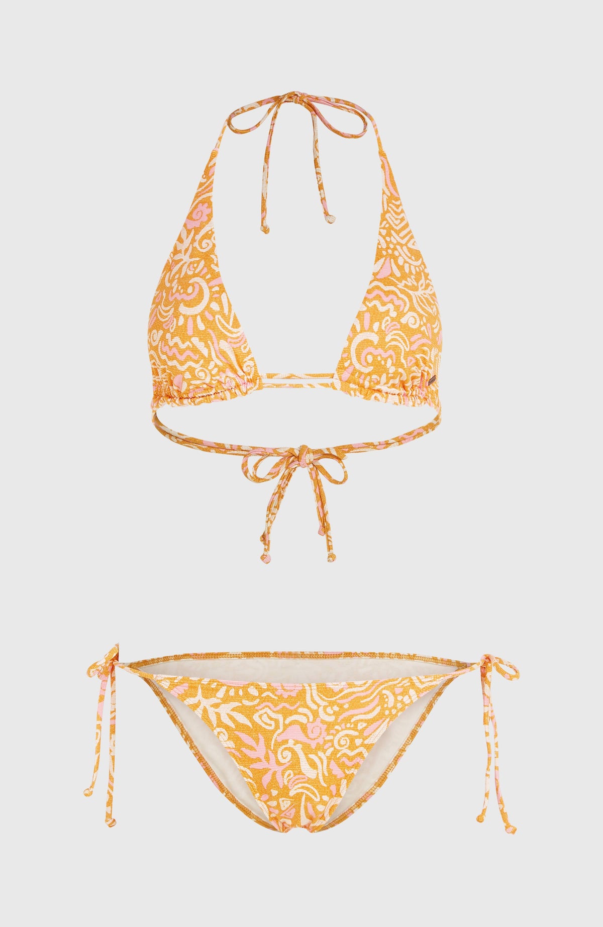 Women Of Bikini-Set für Damen, orange mit Wellenmuster in Weiß und Rosa, freigestellt von vorne