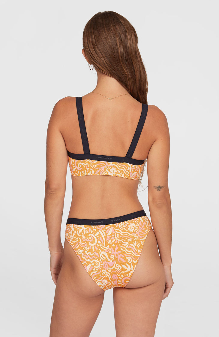 Sport Bikini-Set | Orange Abstract Wave