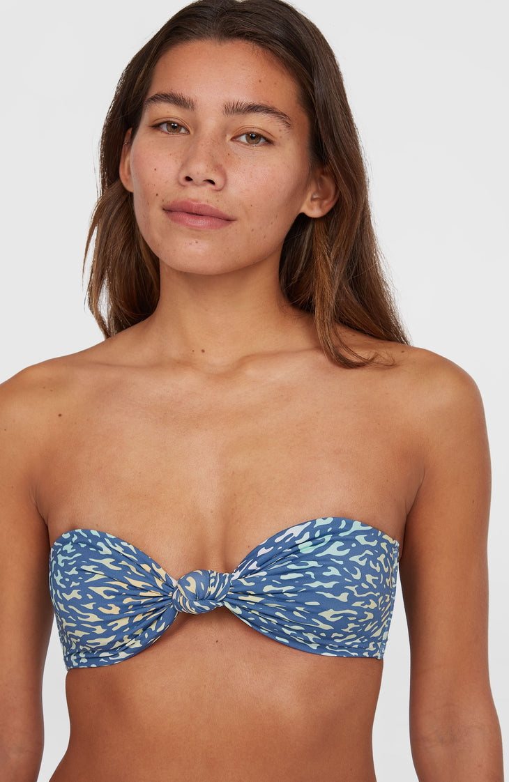 Knot Bandeau Matira Bikini-Set | Yellow Animal Blur