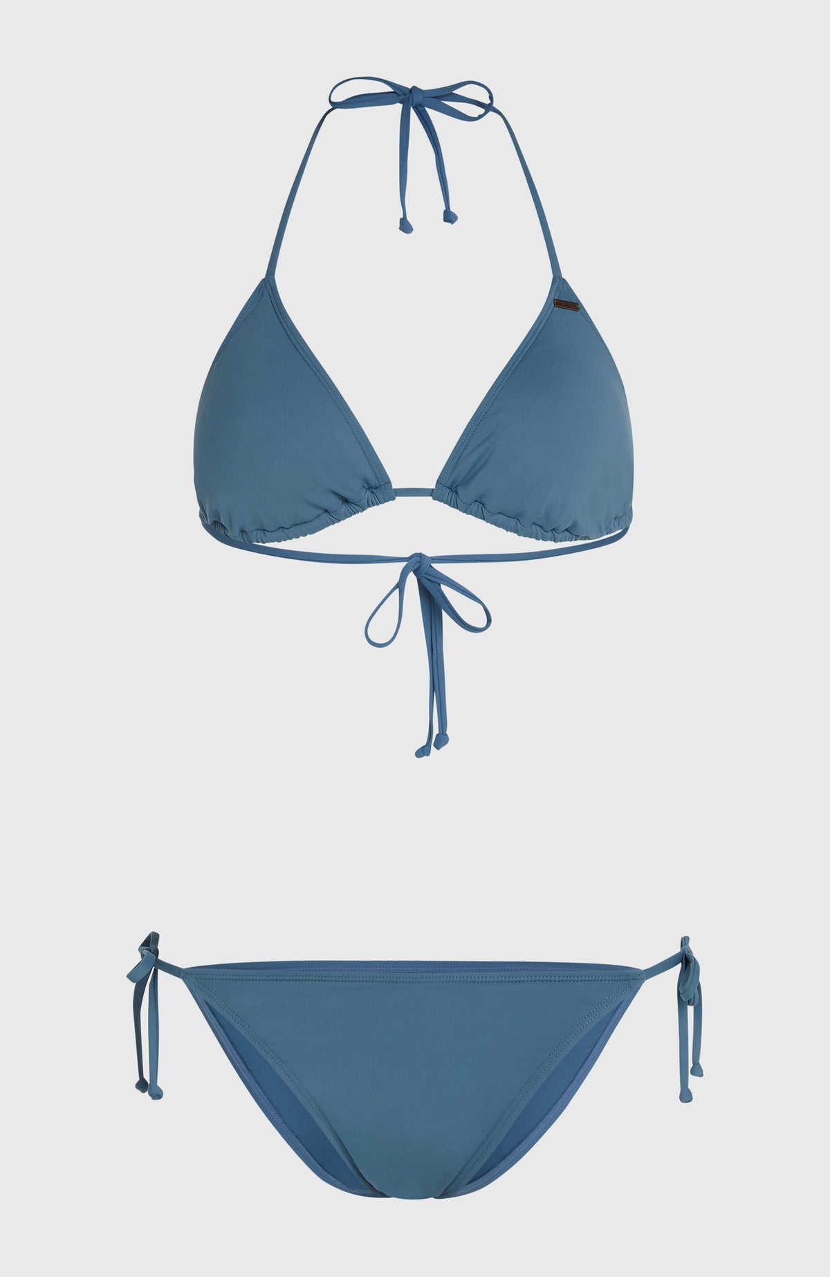 Essentials Capri Bondey Bikini-Set für Damen, blau, flach liegend von vorne mit Triangel-Top und Hose
