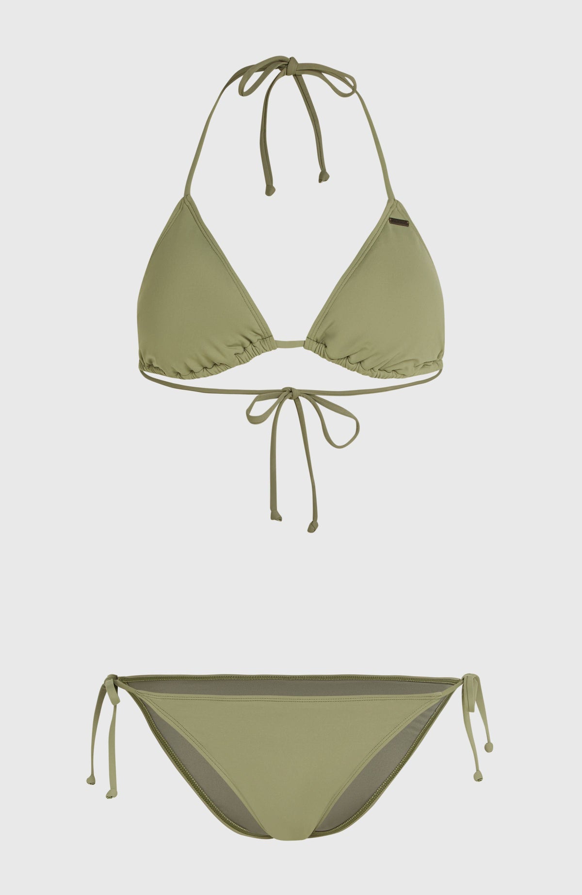 Essentials Capri Bondey Bikini-Set für Damen, grün, flach liegend von vorne mit Oberteil und Hose
