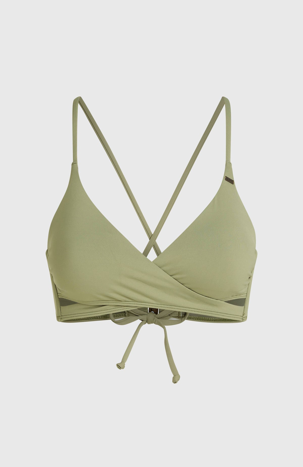 Grünes Baay Bikini-Oberteil für Damen, freigestellt von vorne mit schmalen Trägern