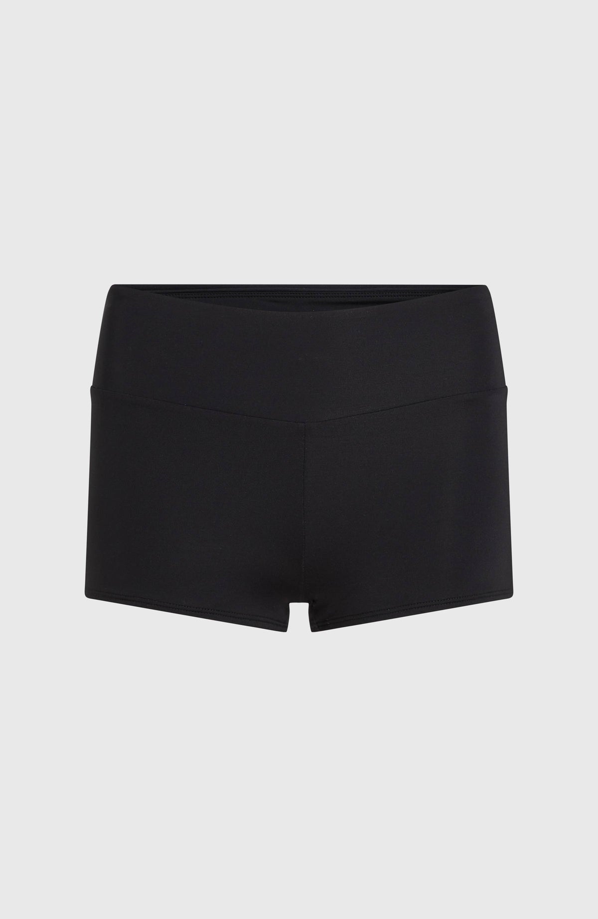 Schwarze Grenada Bikinihose für Damen mit hohem Bund, flach liegend von vorne