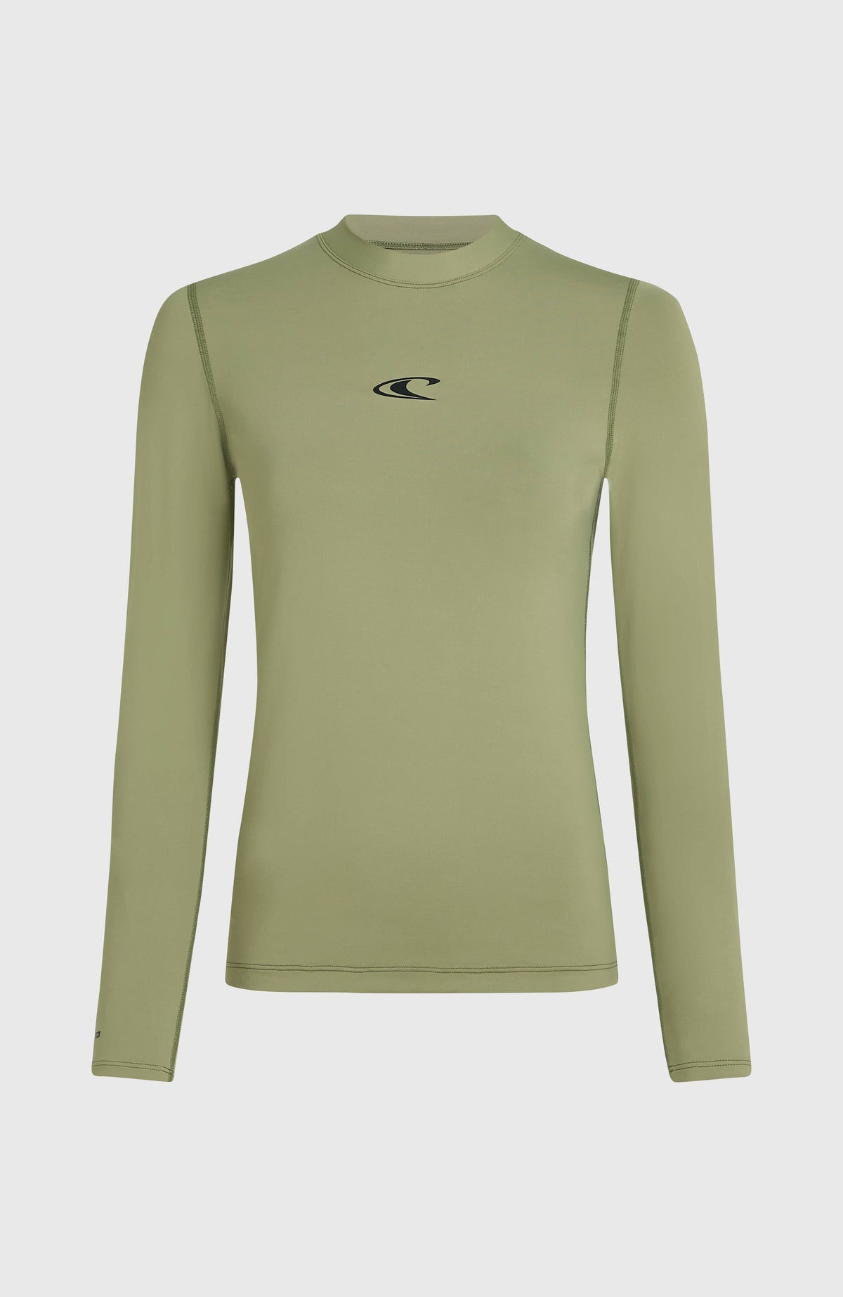 Essentials Longsleeve-Schwimmshirt für Damen, grün, freigestellt von vorne mit rundem Kragen und Logo