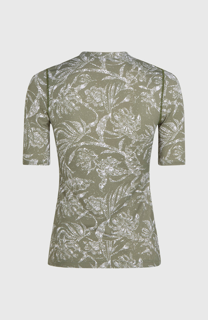 Essentials Shortsleeve-Schwimmshirt | Green Textured Jungle