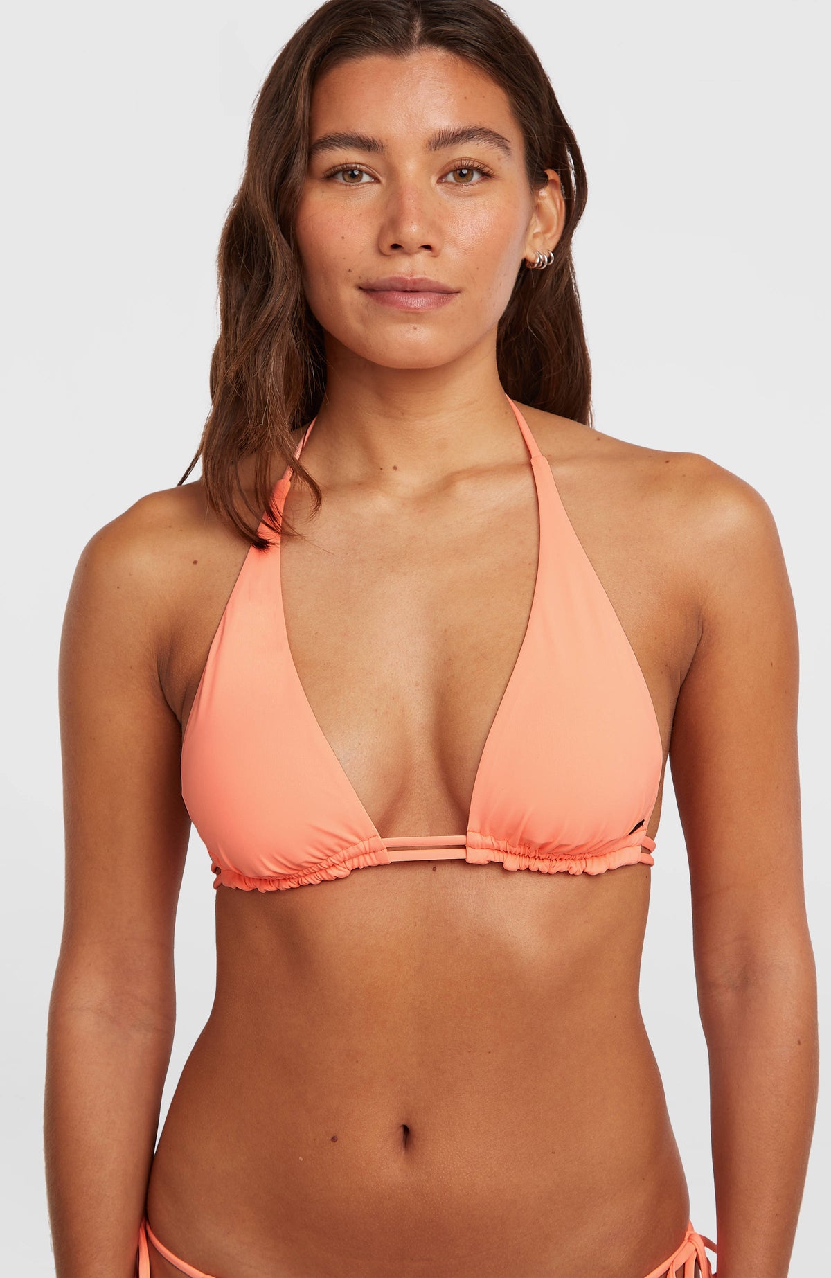 Mother Maracas Bikini-Set für Damen, orange, Nahaufnahme des Neckholder-Bikinitops