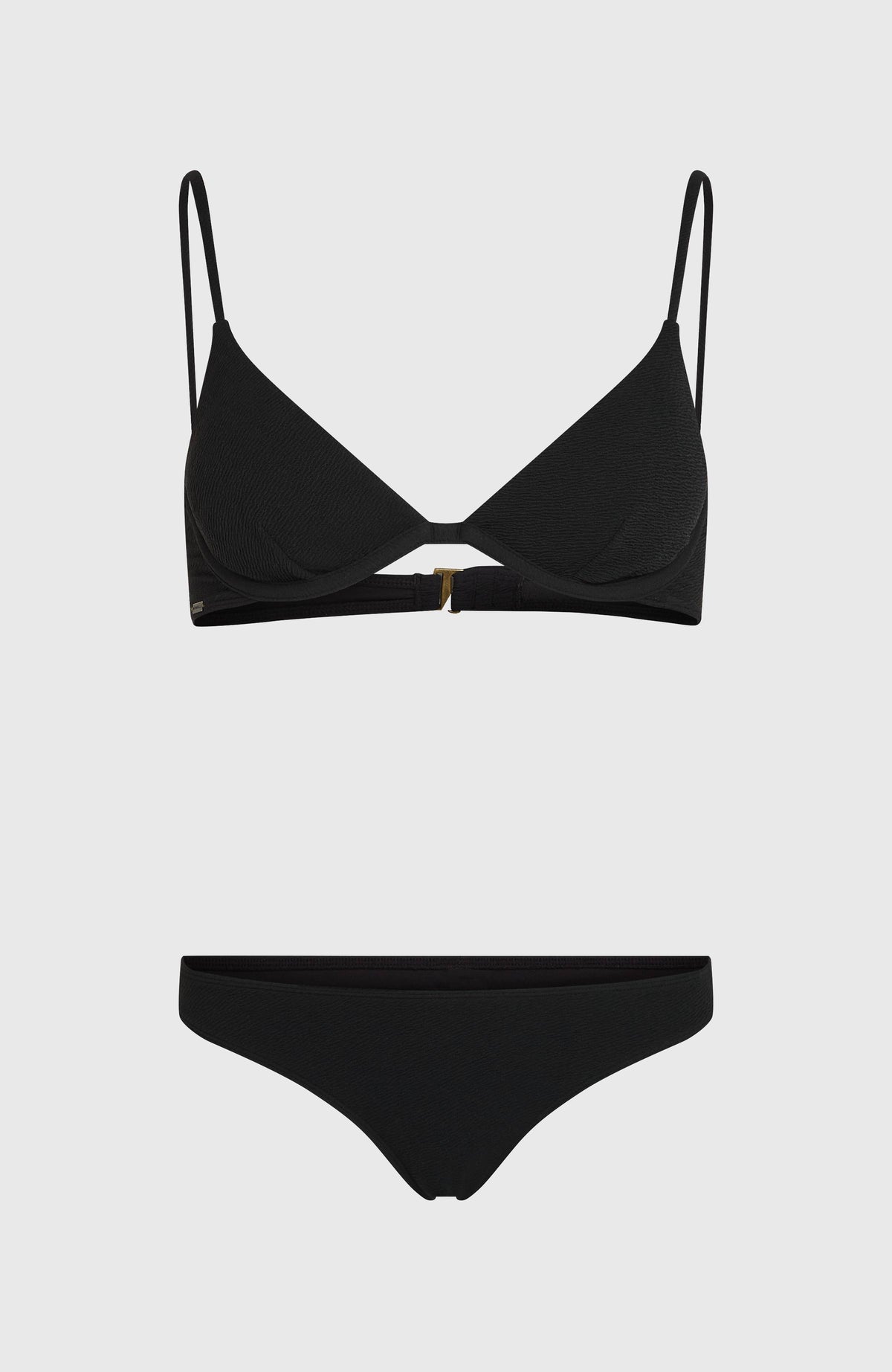 Honopu Rockey Bikini-Set für Damen, schwarz, freigestellt von vorne