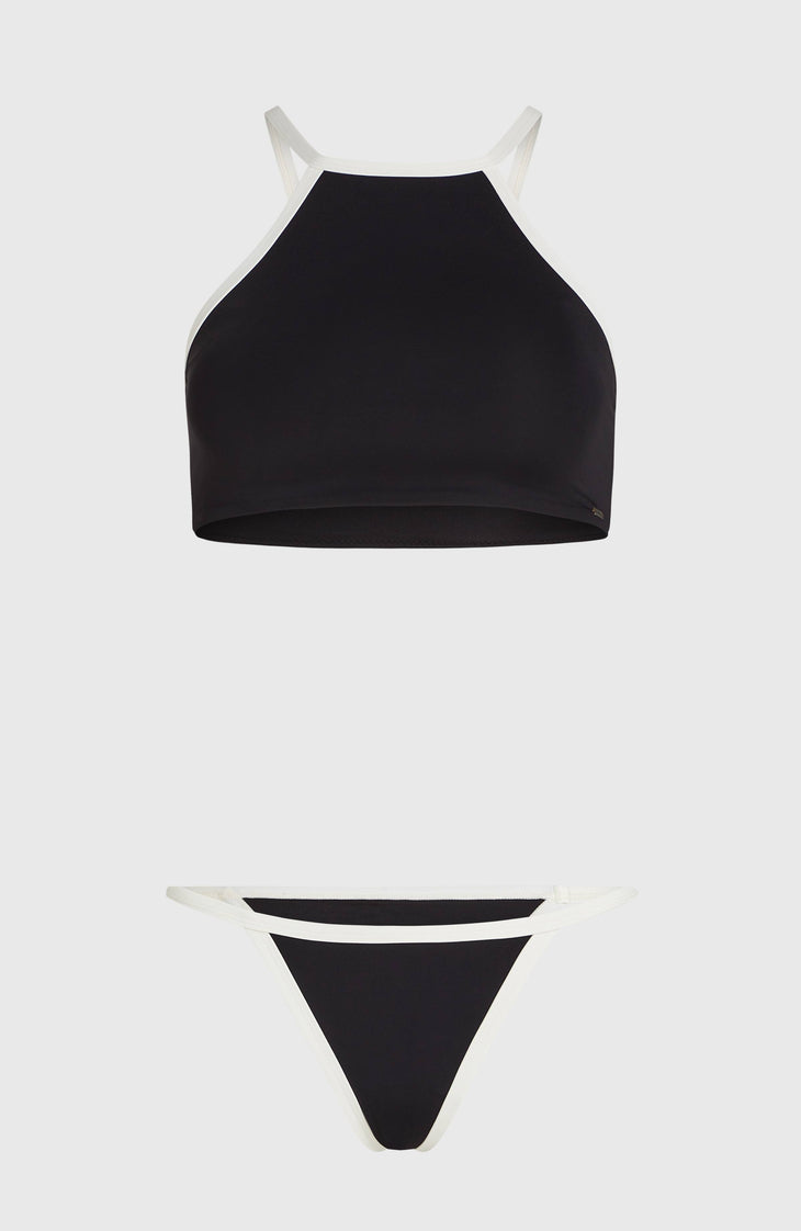 3X Schnelltrocknendes High-Neck Bikini-Set | Black Out