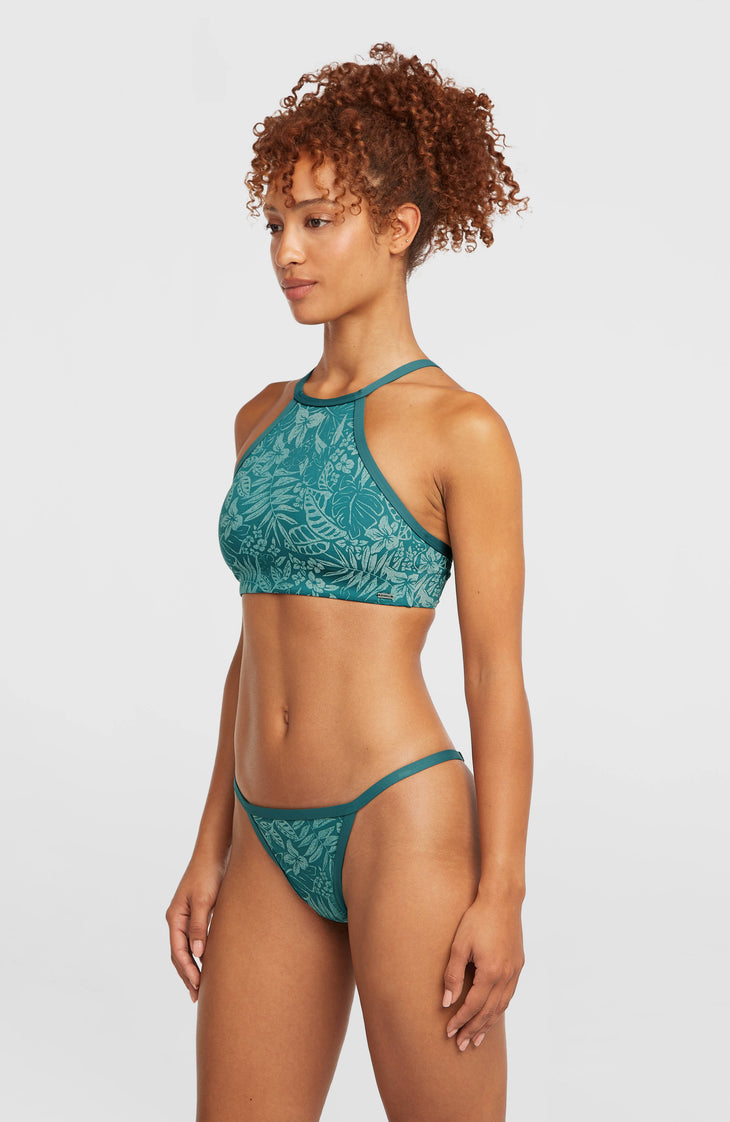 3X Schnelltrocknendes High-Neck Bikini-Set | Green Island Sky