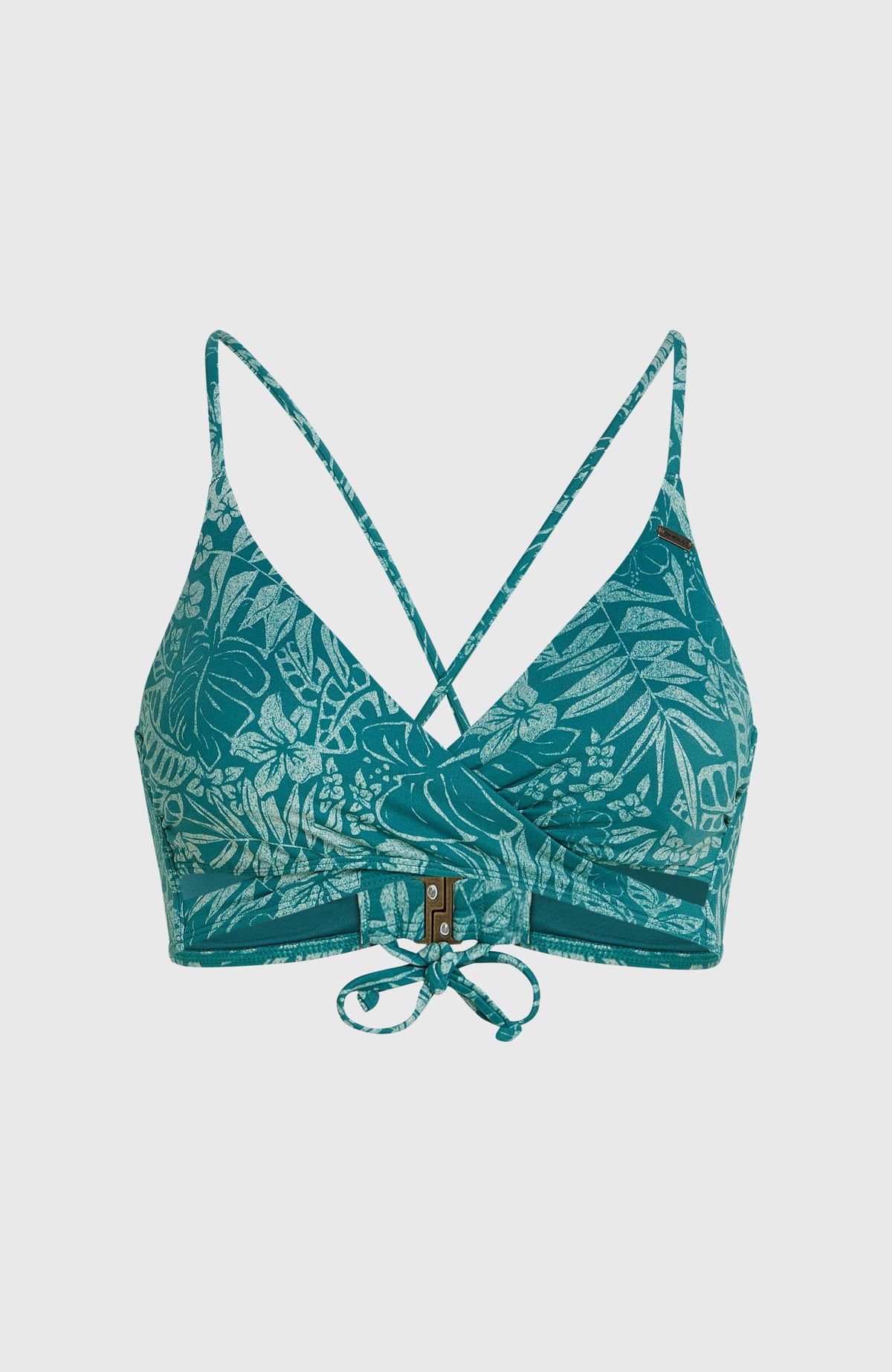 Baay Bikini-Oberteil für Damen, grün mit Blättermuster in Hellgrün, freigestellte Produktansicht von vorne