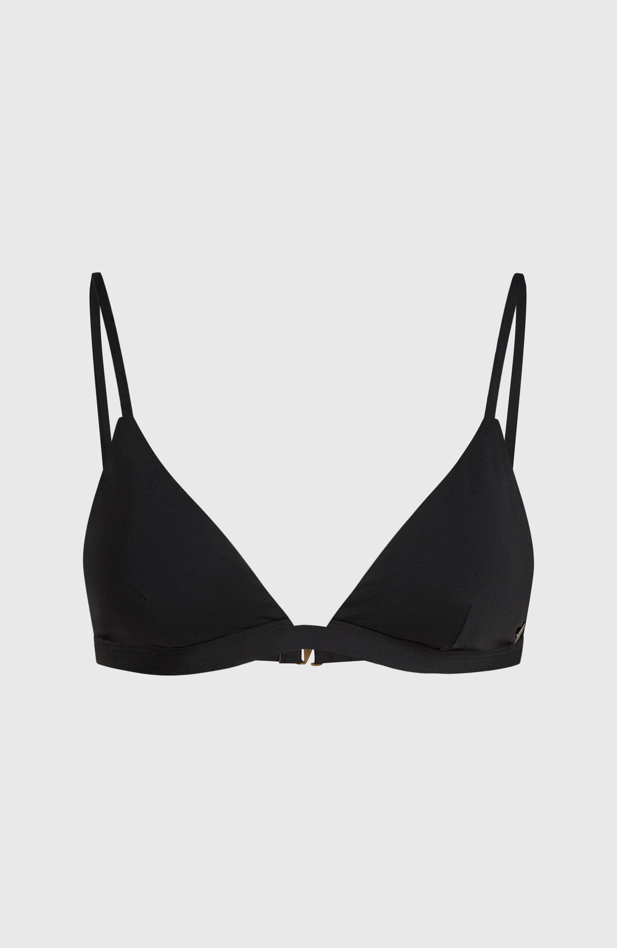 Seaside Tri Bikini-Oberteil für Damen, schwarz, freigestellt von vorne mit schmalen Trägern