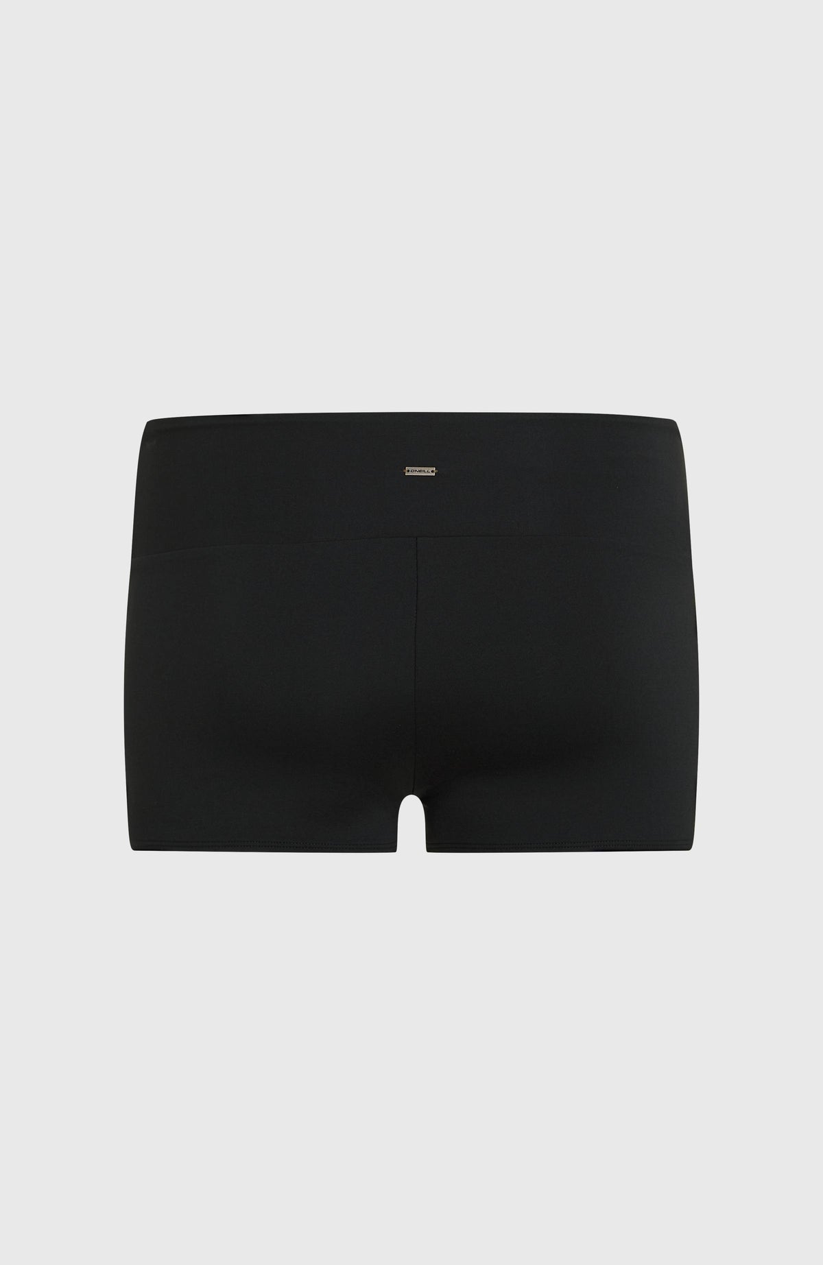 Grenada Bikinihose für Damen, schwarz, flach liegend von hinten mit Metall-Logo am Bund