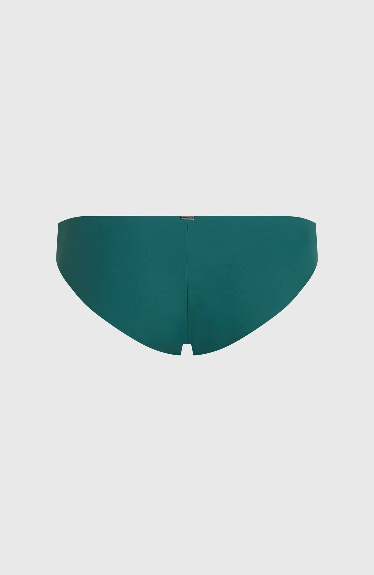 Maoi Bikinihose für Damen, grün, flach liegend von hinten mit Logo-Badge am Bund