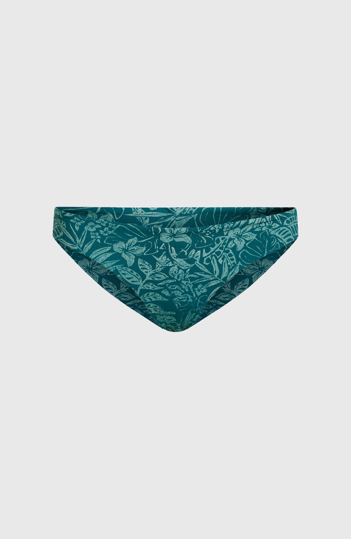 Maoi Bikinihose für Damen, grün mit Pflanzenmuster in Hellgrün, freigestellt von vorne