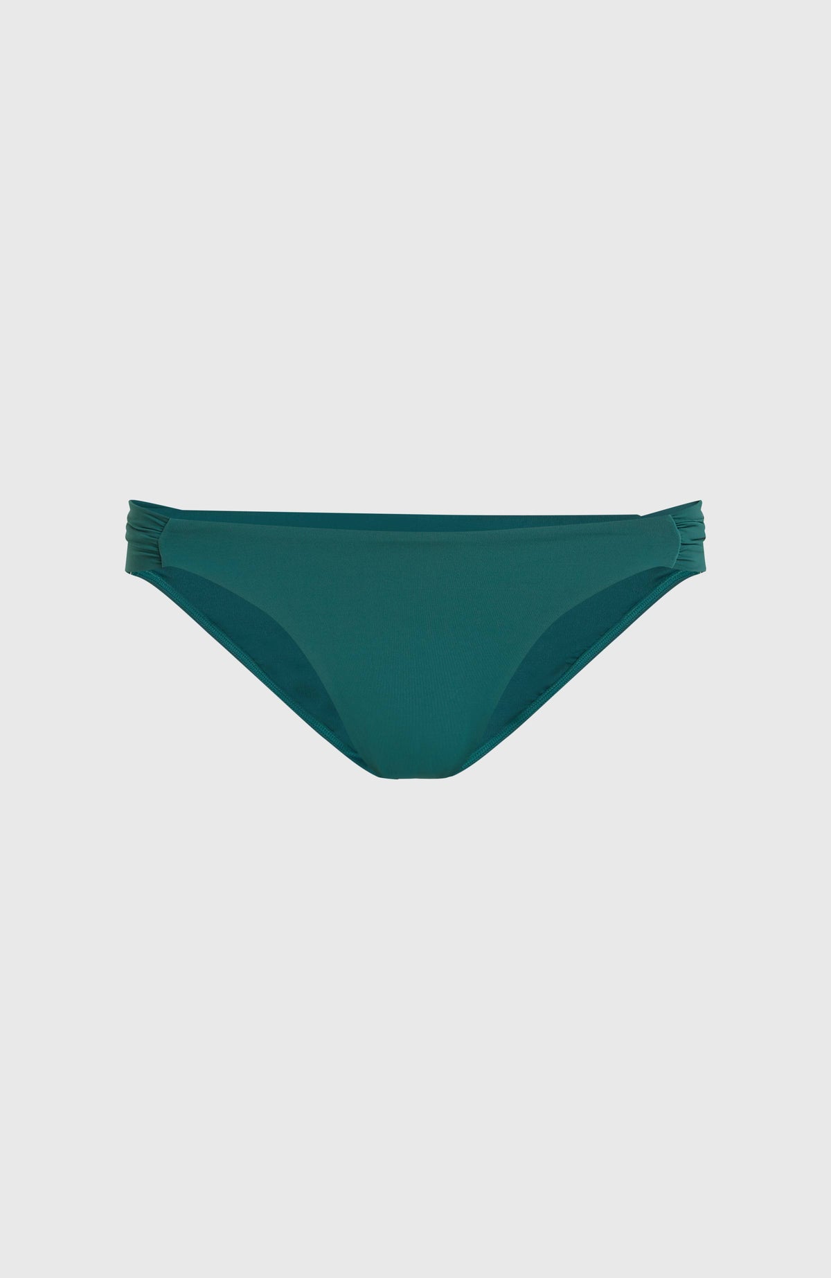 Kee Bikinihose für Damen, grün, flach liegend von vorne mit gerafften Seiten