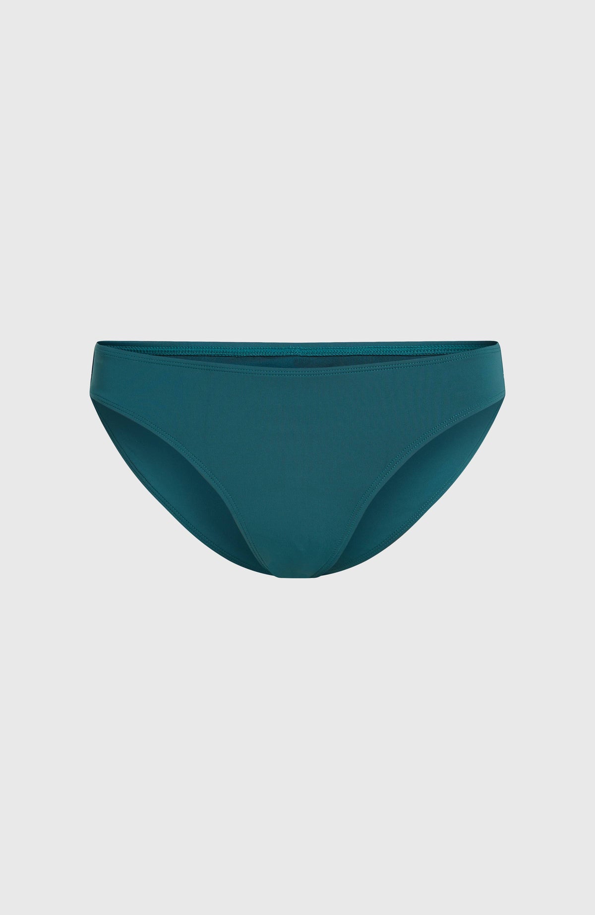 Grüne Rita Bikinihose für Damen, freigestellt von vorne mit sauber verarbeitetem Bund