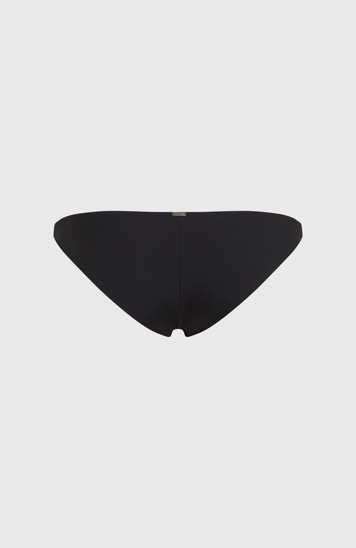 Amy Bikinihose für Damen, schwarz, flach liegend von hinten mit Logo-Badge am Bund