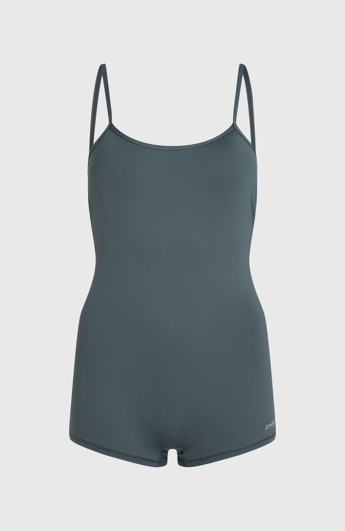 Shadow Bay Badeanzug für Damen, blau, freigestellt von vorne mit schmalen Trägern und geradem Saum