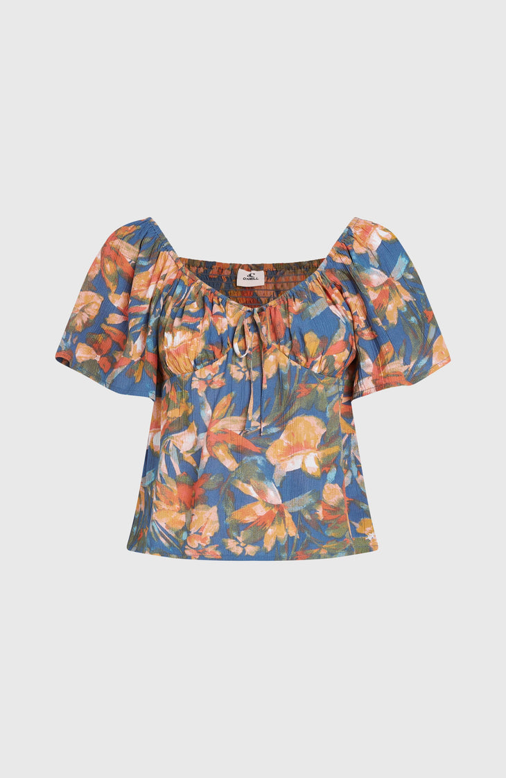 Huges Web-Oberteil | Blue Painted Tropics