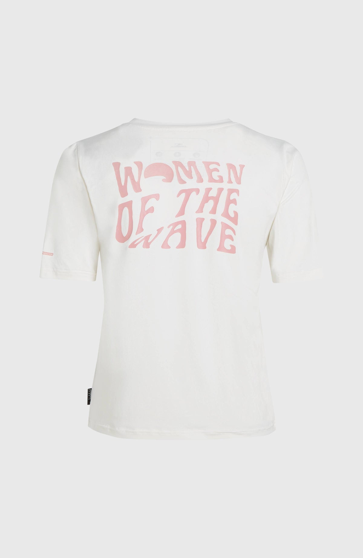 Polygiene UPF 50+ T-Shirt für Damen, weiß mit Grafikprint in Rosa, freigestellt von hinten