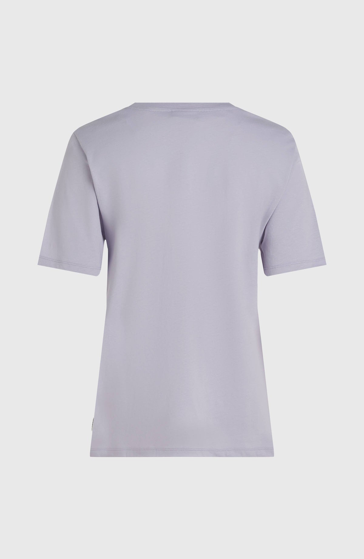 Summer Must Haves Graphic T-Shirt für Damen, lila, freigestellt von hinten mit Rundhalsausschnitt