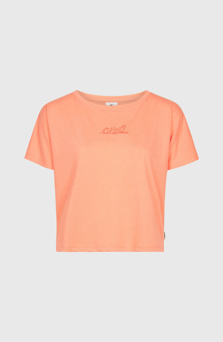 Essentials Script T-Shirt in Drape-Optik | Coral Pink
