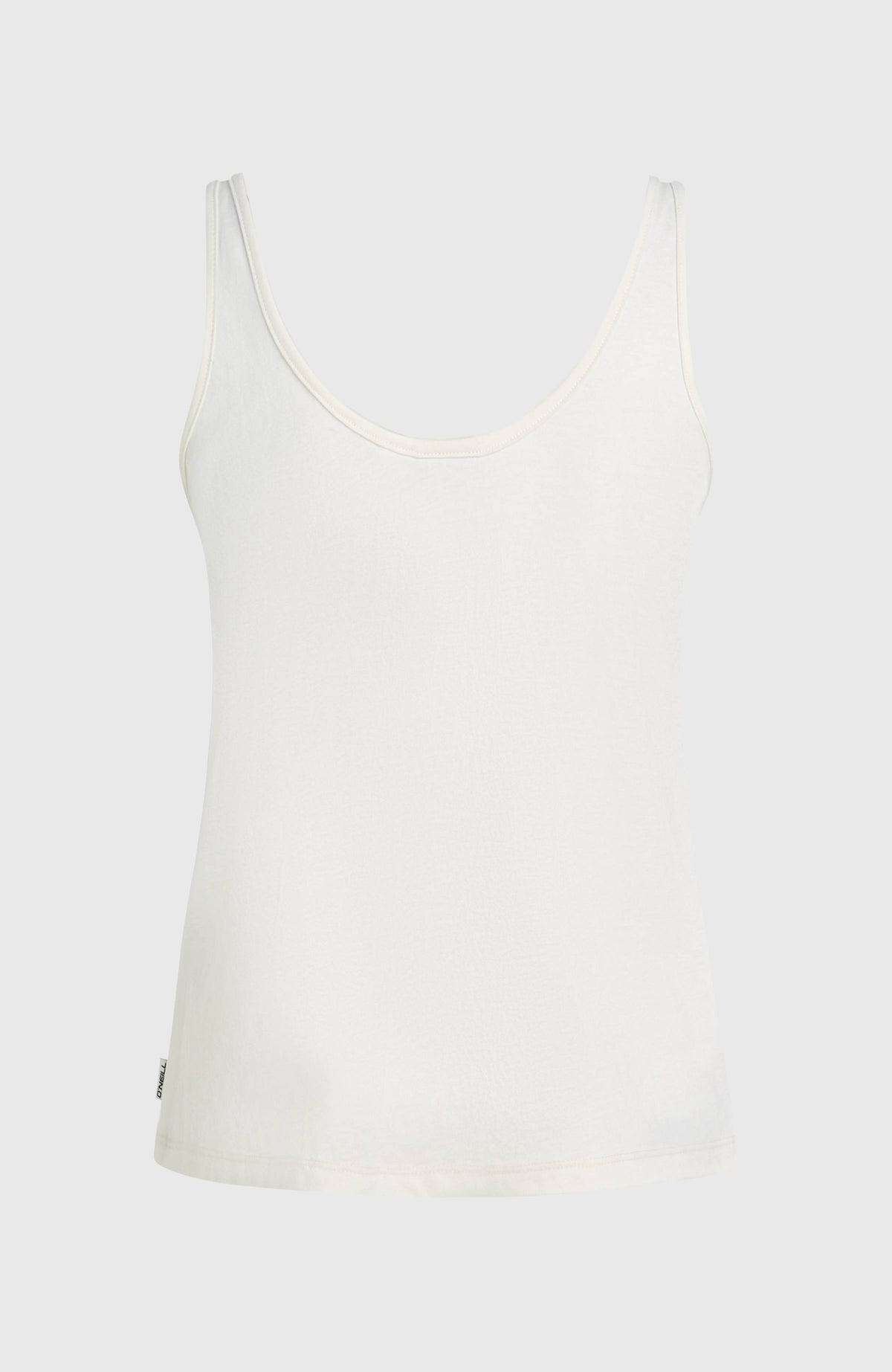 Luana Graphic Tanktop für Damen, weiß, freigestellt von hinten mit kleinem Logo-Label am Saum