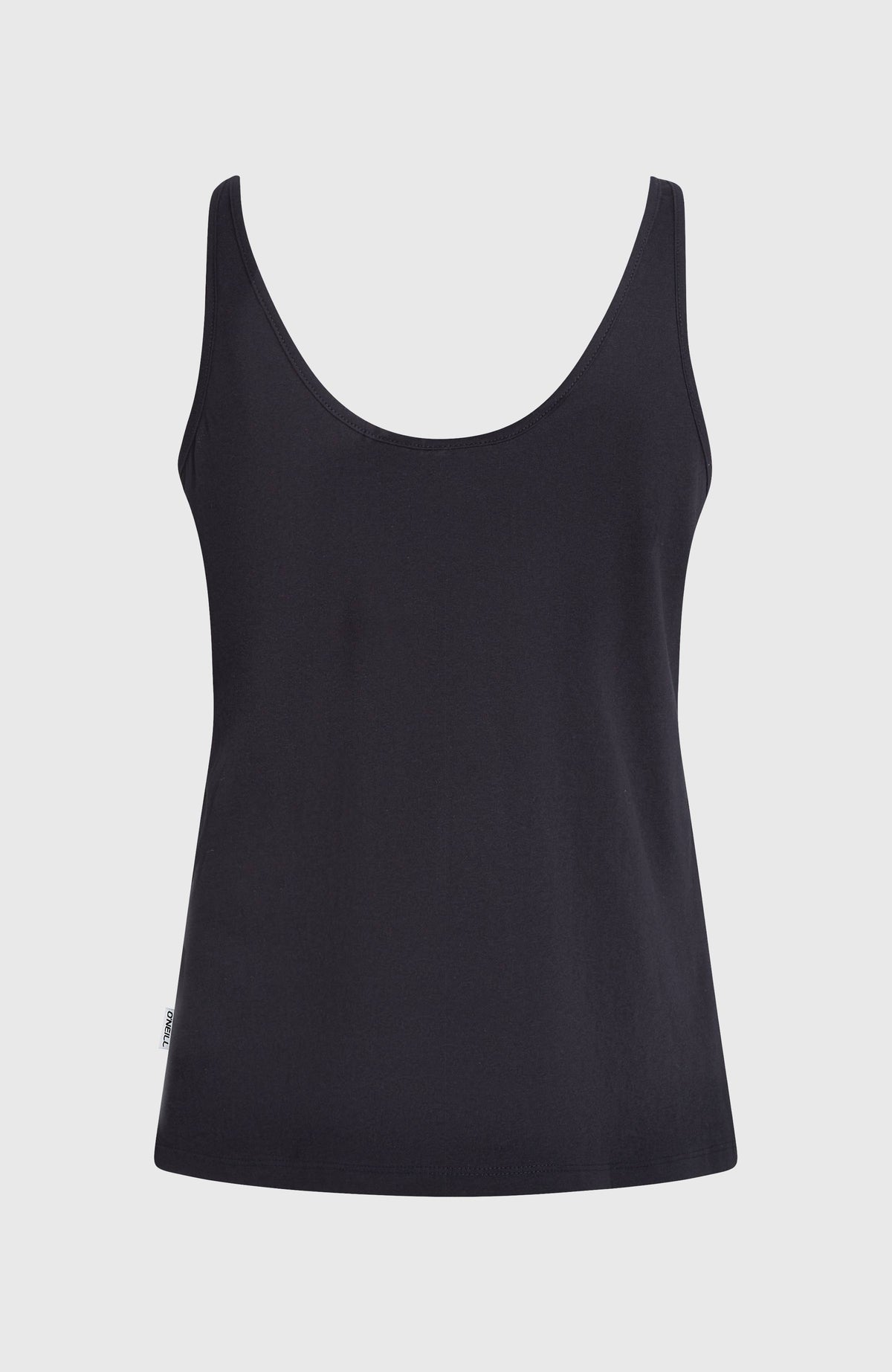 Luana Graphic Tanktop für Damen, schwarz mit Blumen-Print in Orange und Grün, freigestellt von hinten