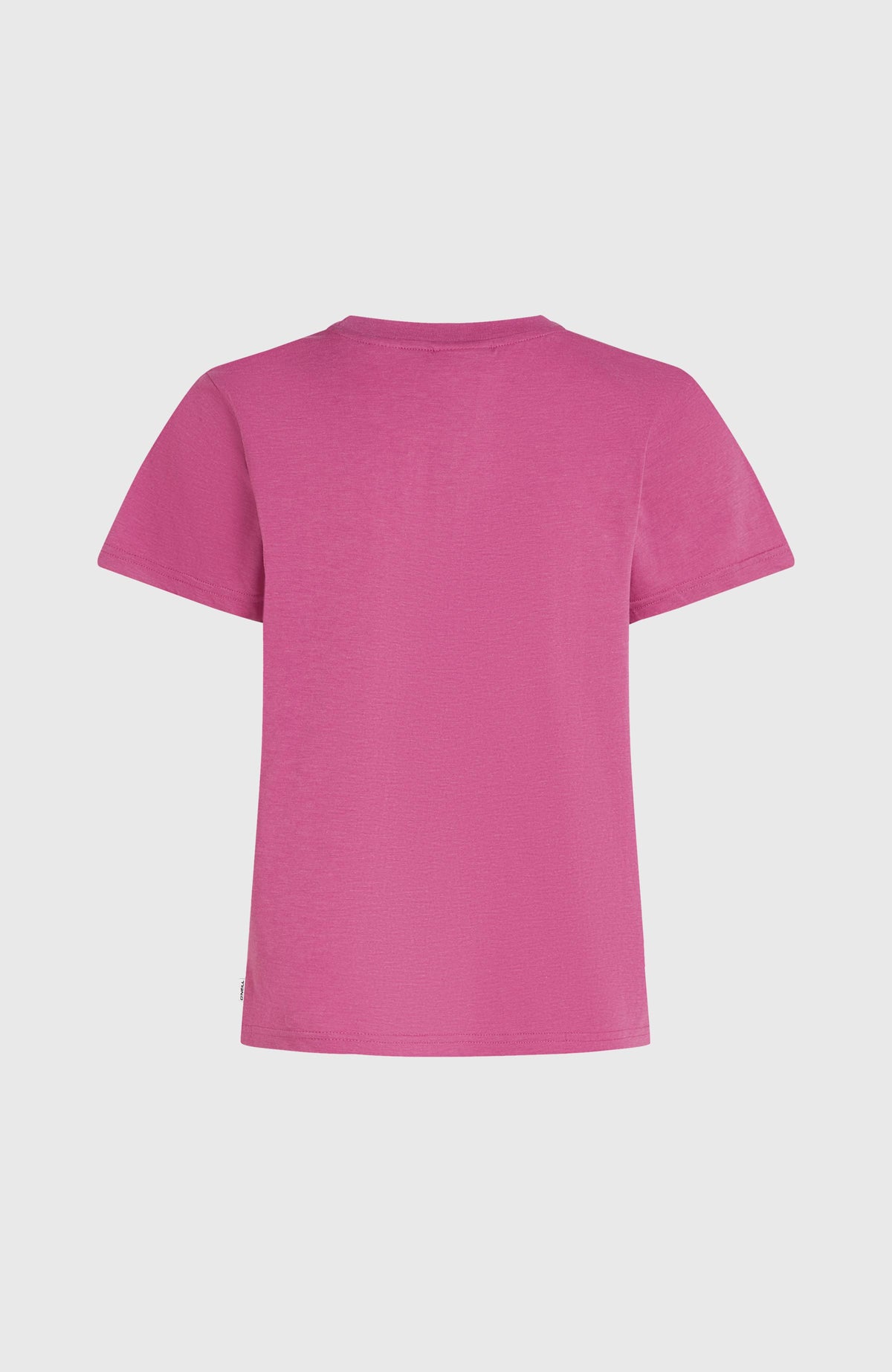 Essentials Script T-Shirt für Damen, lila mit Logo-Print in Weiß, freigestellt von hinten