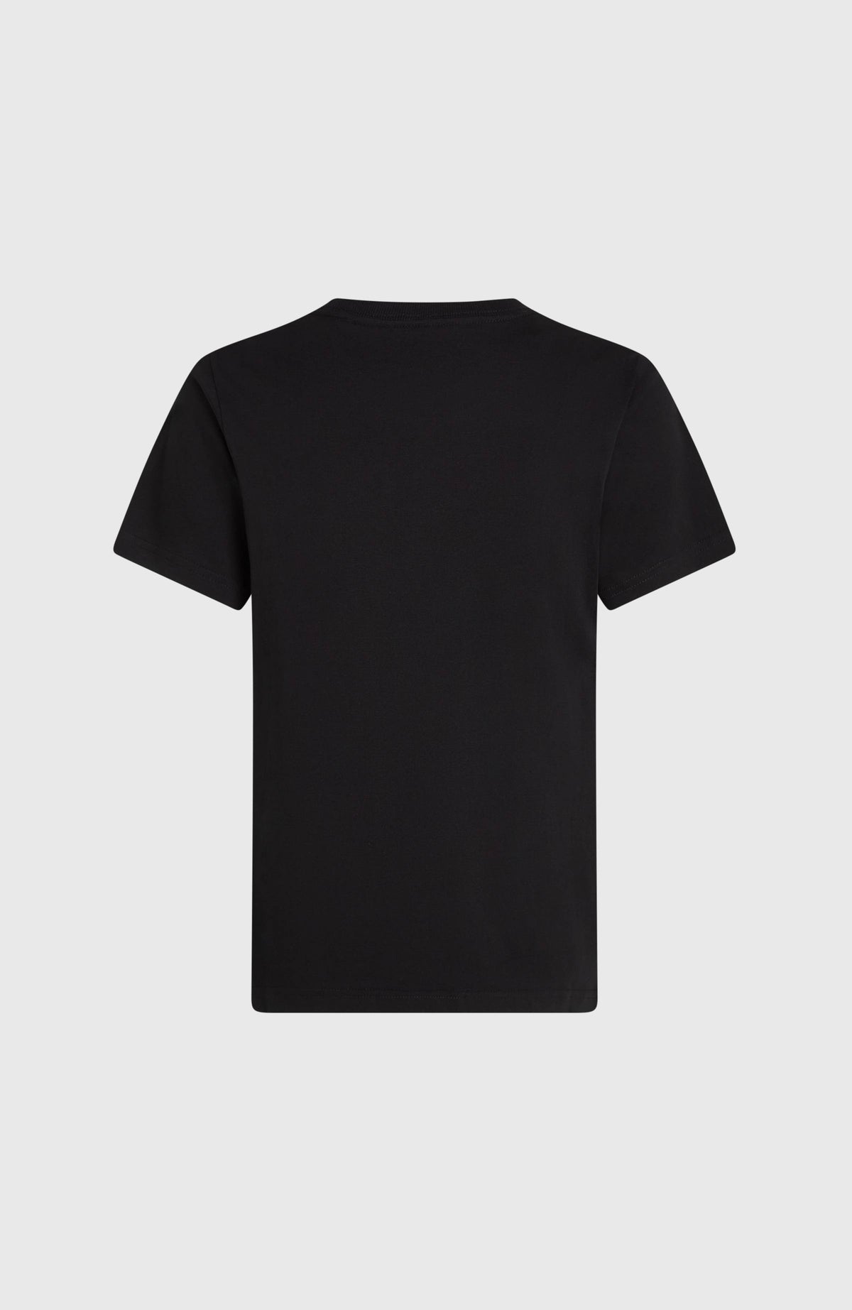 O'Riginals Badge T-Shirt für Damen, schwarz, freigestellt von hinten mit geradem Saum