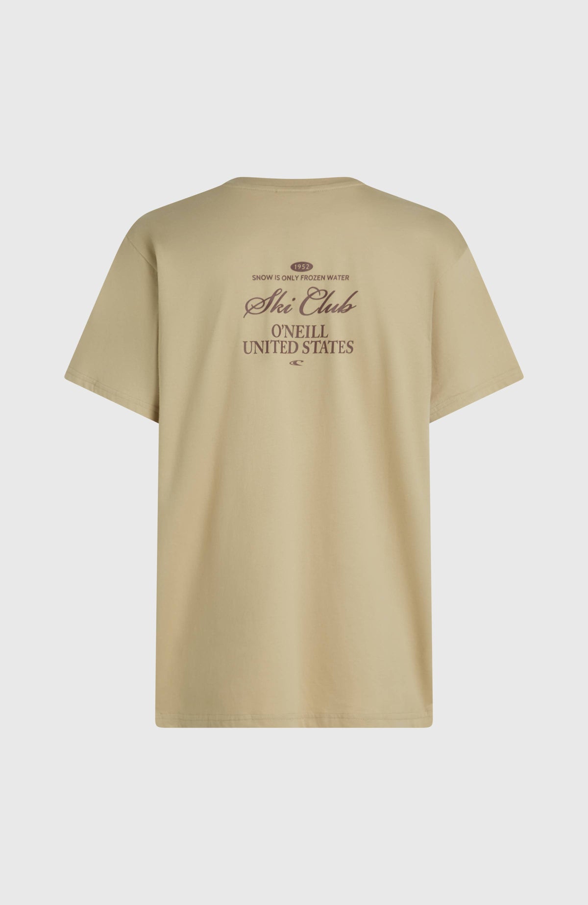 Must-Have Back Graphic T-Shirt für Damen, beige mit Logo-Print in Braun, freigestellt von hinten mit Rücken-Print