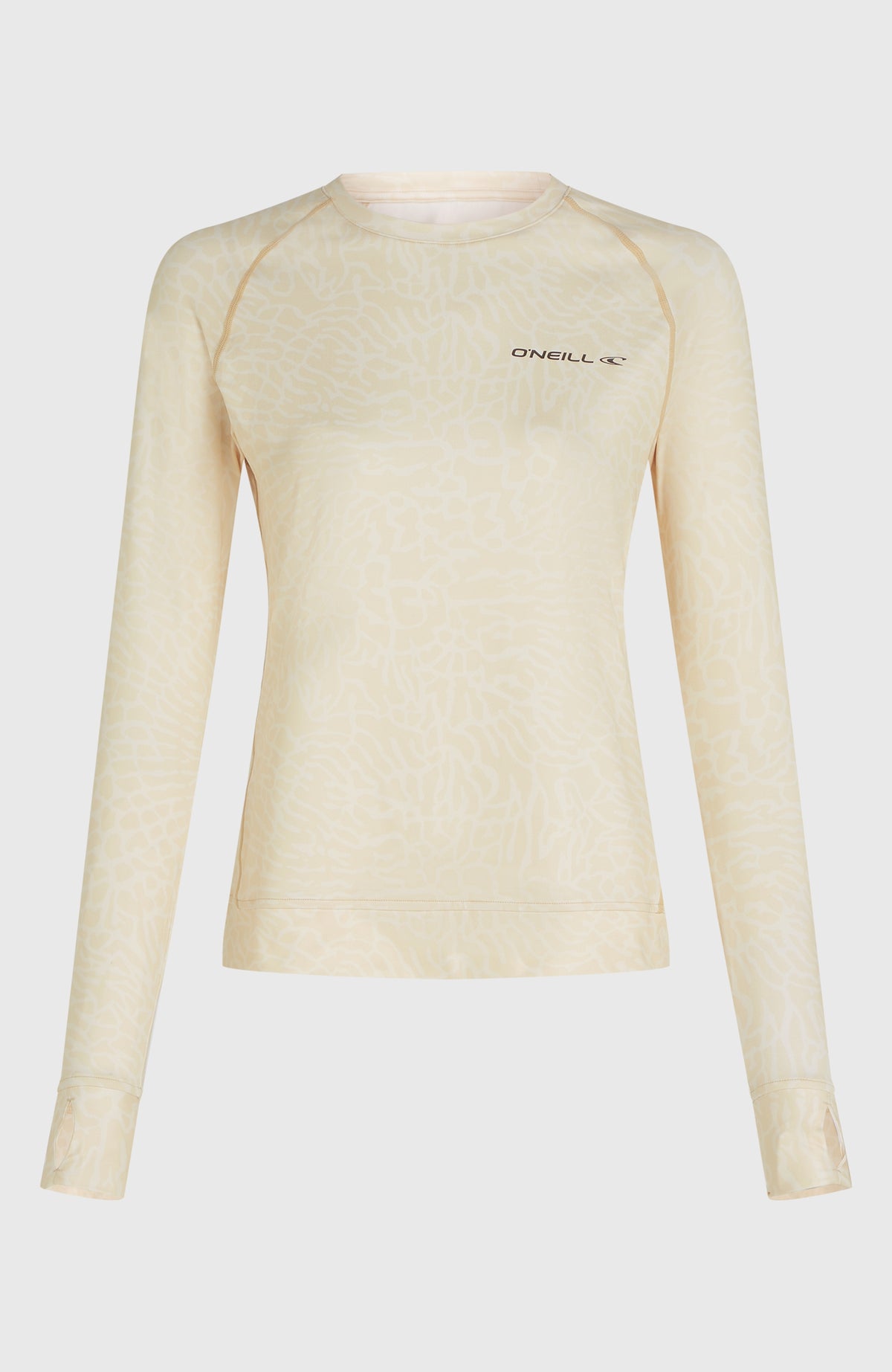 Thermoshirt für Damen, beige mit Tiermuster in Cremeweiß, freigestellt von vorne
