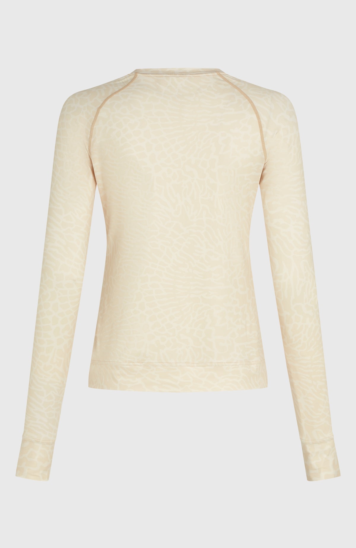 Thermoshirt für Damen, beige mit Tiermuster in Cremeweiß, freigestellt von hinten