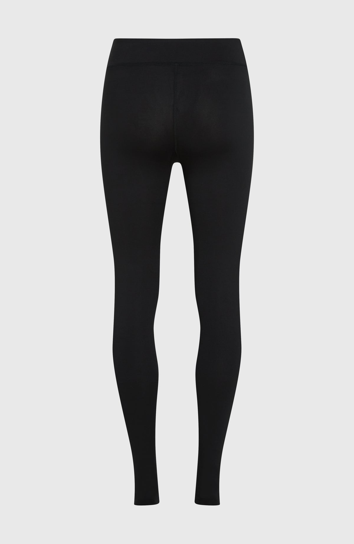 Schwarze Thermounterhose für Damen, freigestellt von hinten mit elastischem Bund und Nähten