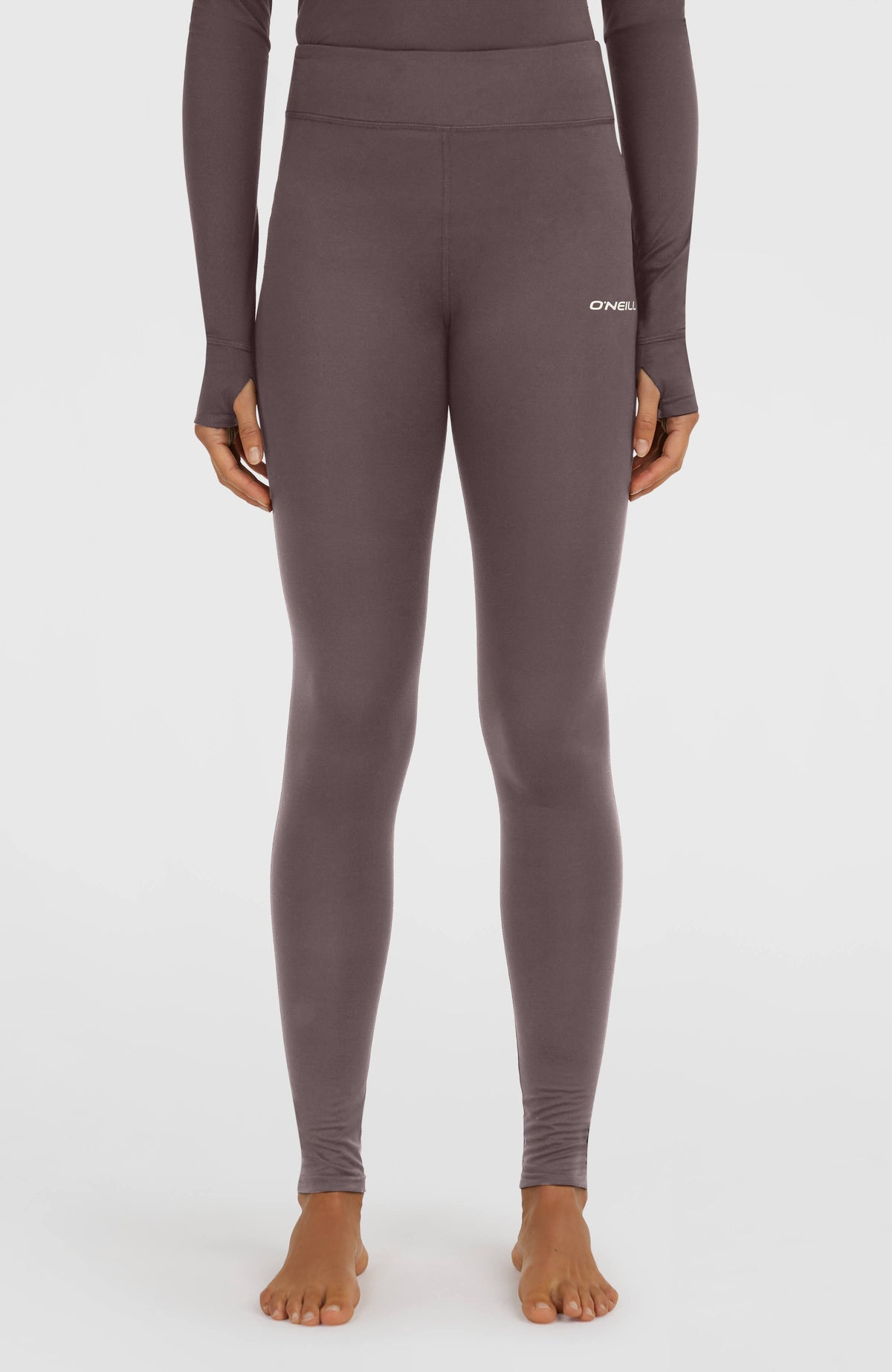 O'Neill Thermounterhose für Damen, lila, Vorderansicht, getragen am Model