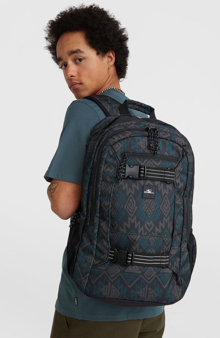 Boarder Rucksack | Black Retro Ikat
