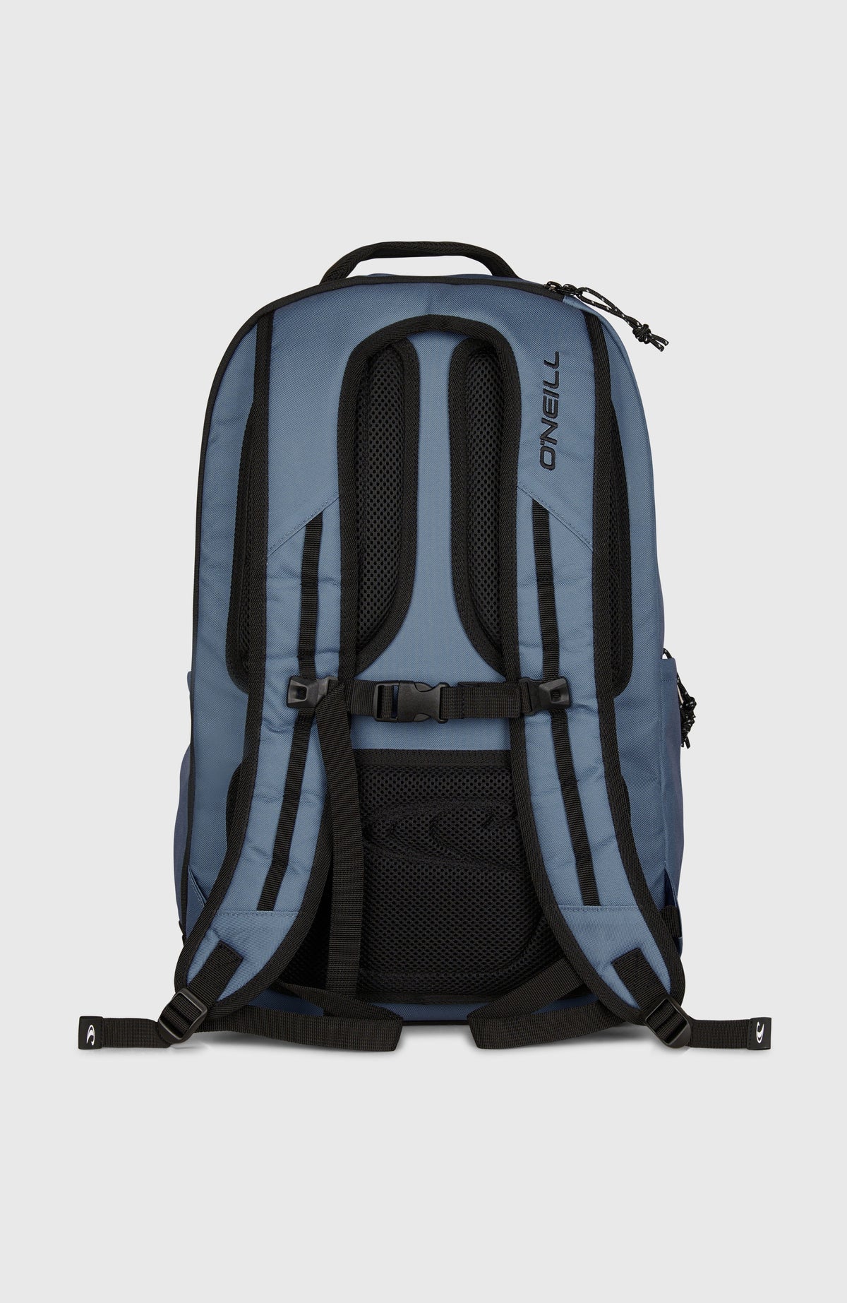 President Rucksack für Herren, blau, freigestellt von hinten, gepolsterte Schultergurte und Brustgurt mit Schnalle