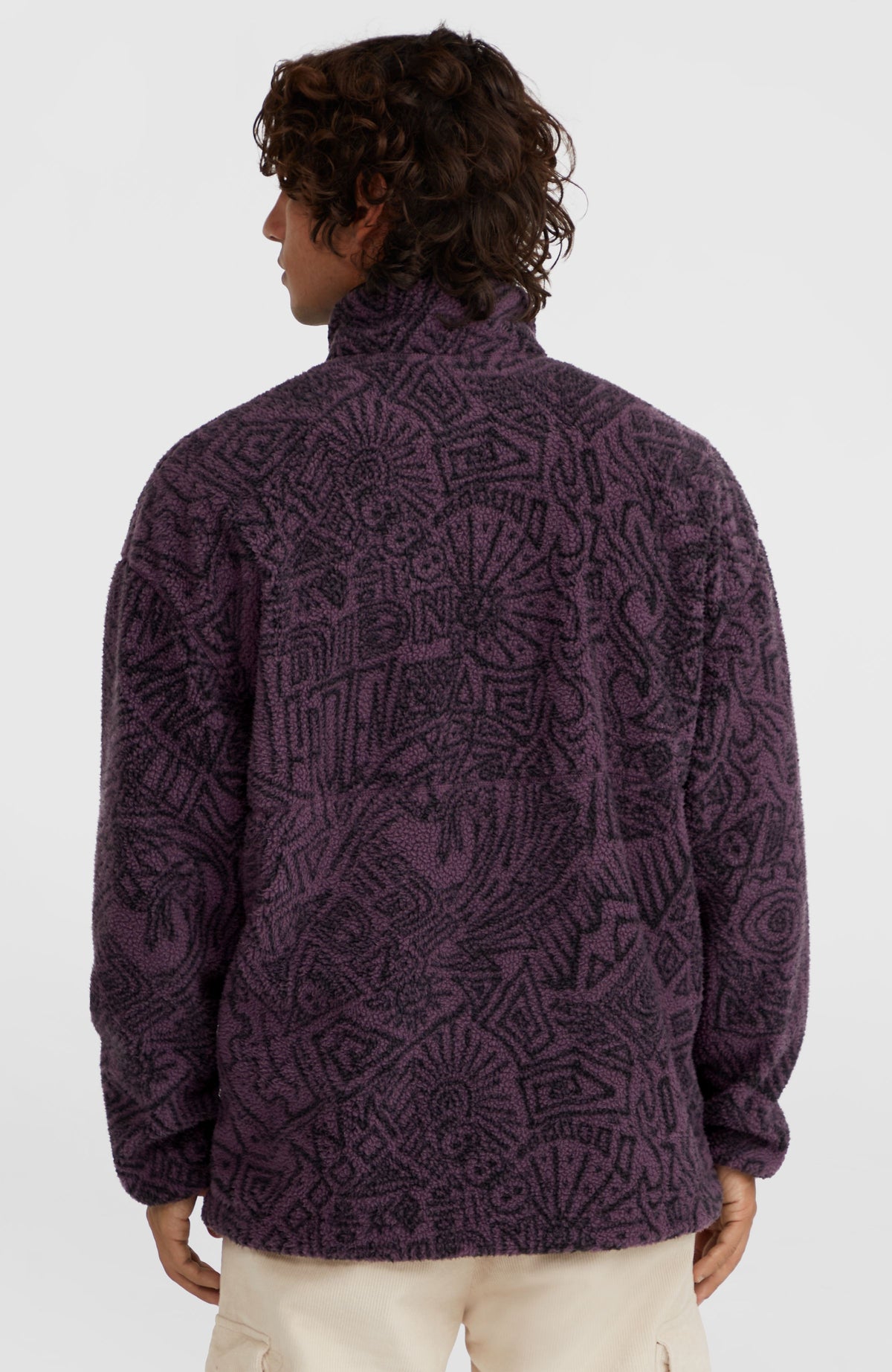 Flauschiger Surf Heroes Fleecepullover mit Halbreißverschluss | Black/Purple Sketcheritage